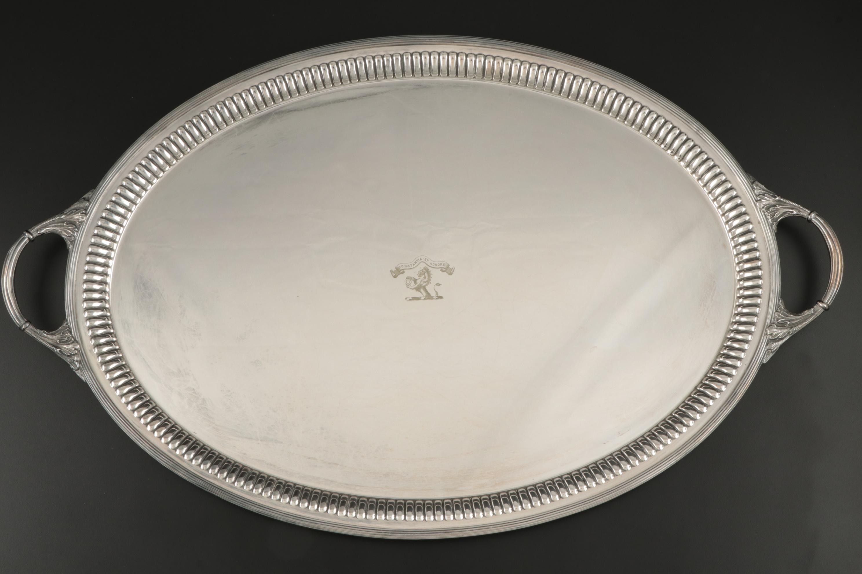 William Hutton & Sons, Ltd. English Silver Plate Oval Serving Tray