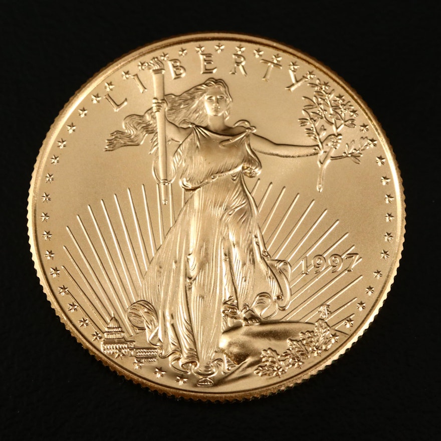 Low Mintage 1997 1/2 Troy Ounce $25 American Eagle Gold Bullion Coin