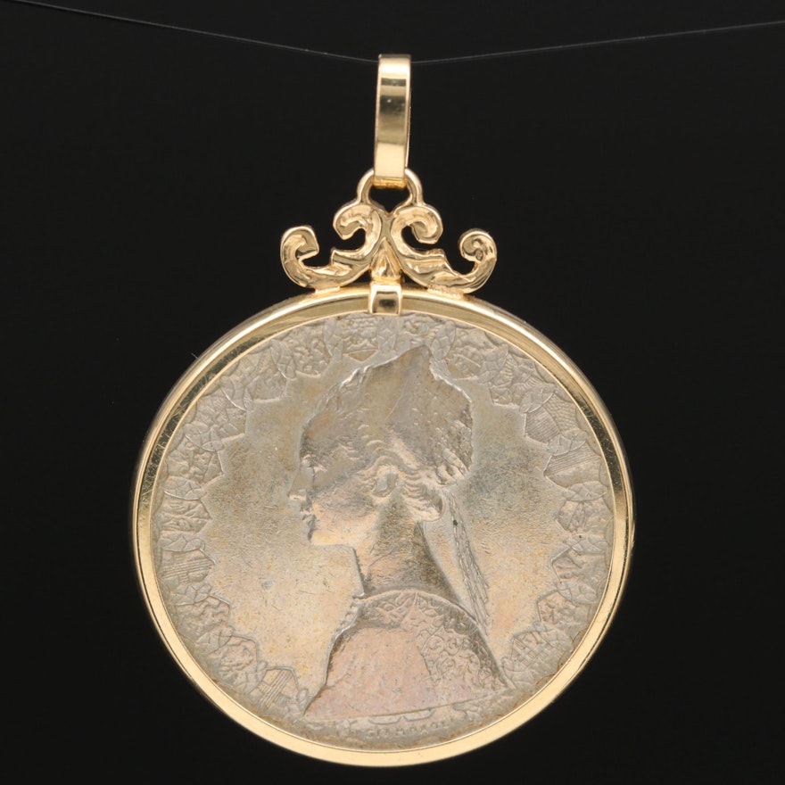 14K Pendant with 500-Lire Italian Silver Coin