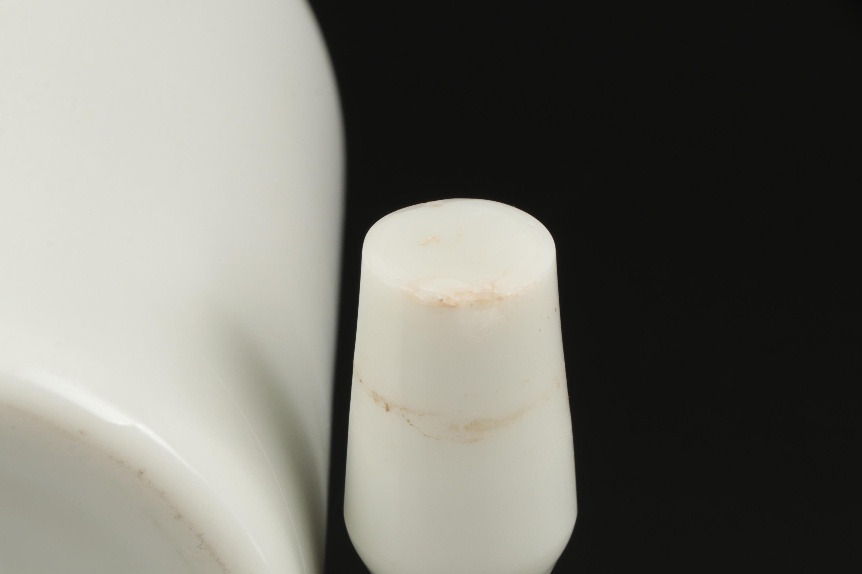 Hobnail Candy Bowl with Milk Glass Decanter and Bottle, Mid-20th Century