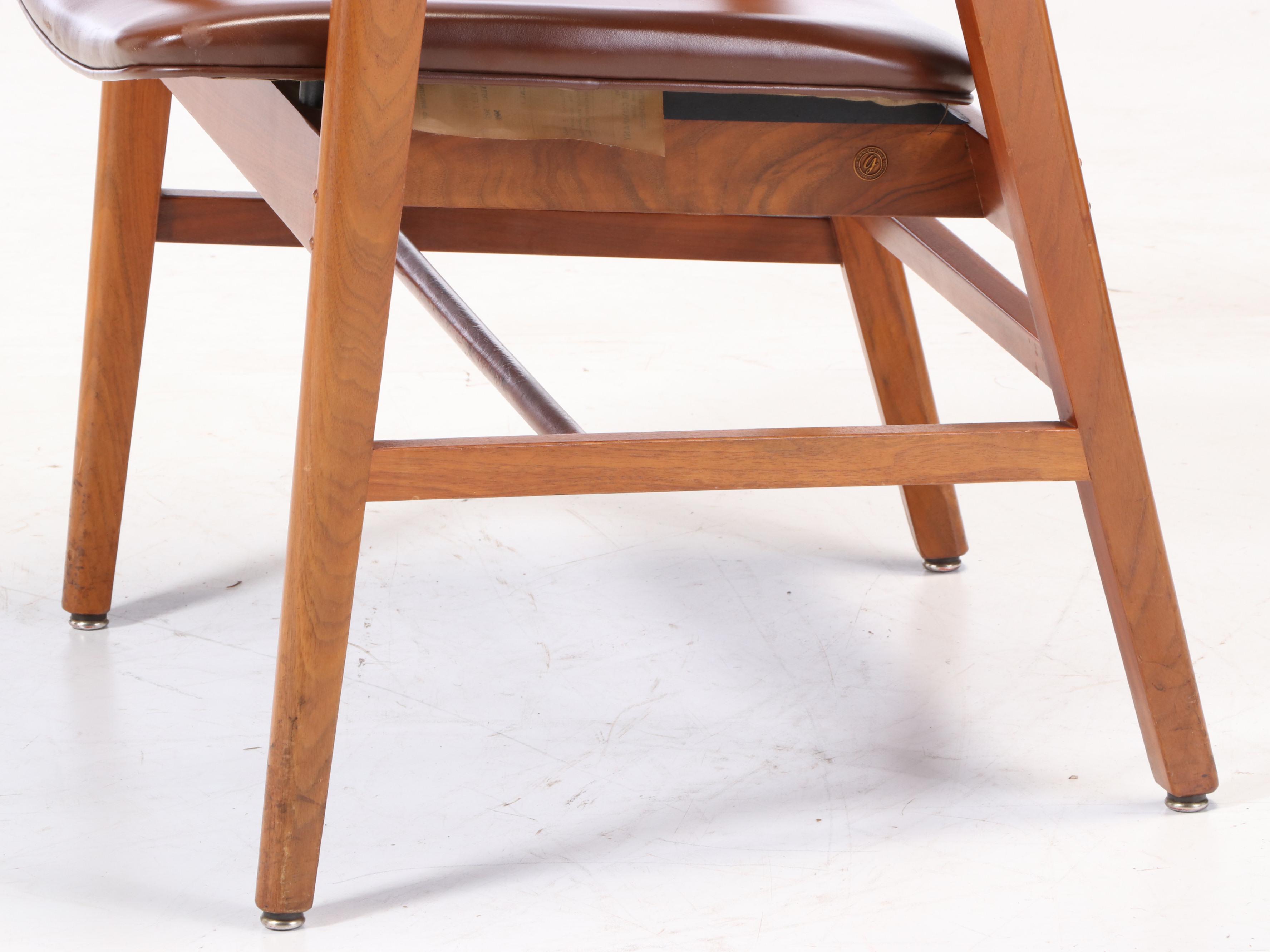 Pair of W.H. Gunlocke Chair Company Modernist Walnut Armchairs