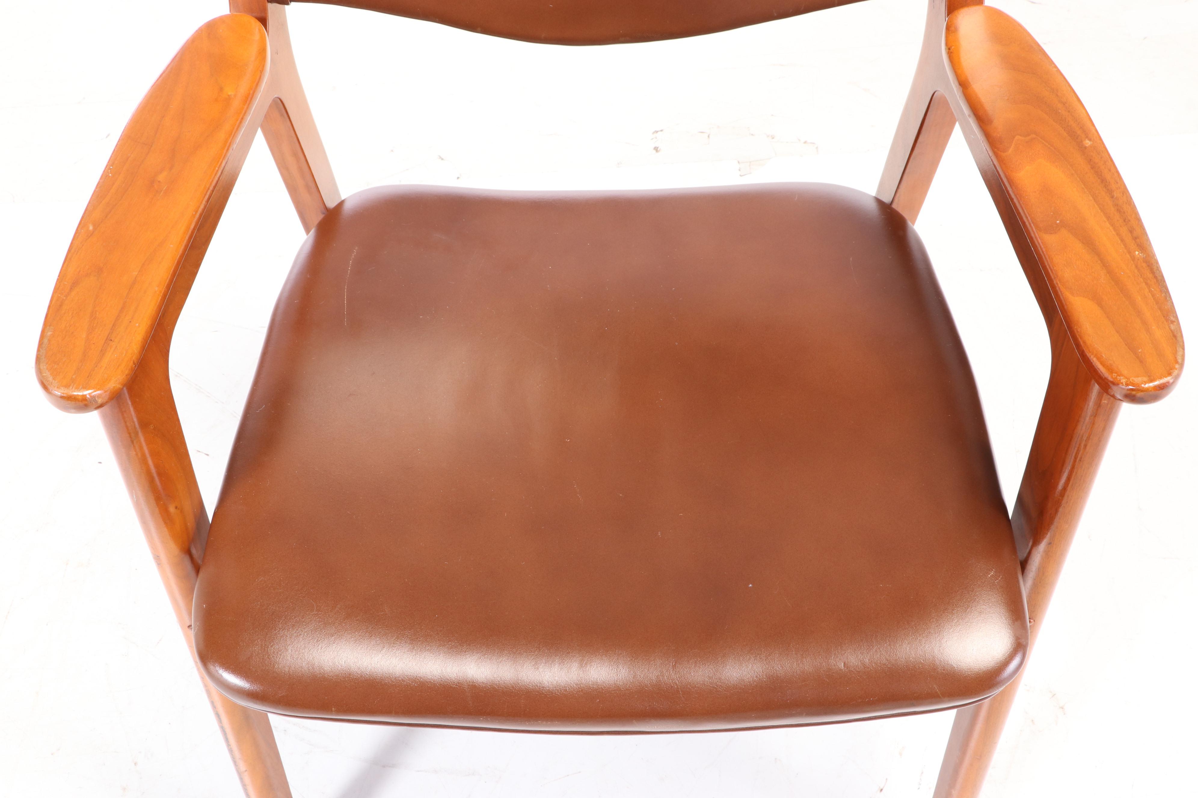 Pair of W.H. Gunlocke Chair Company Modernist Walnut Armchairs