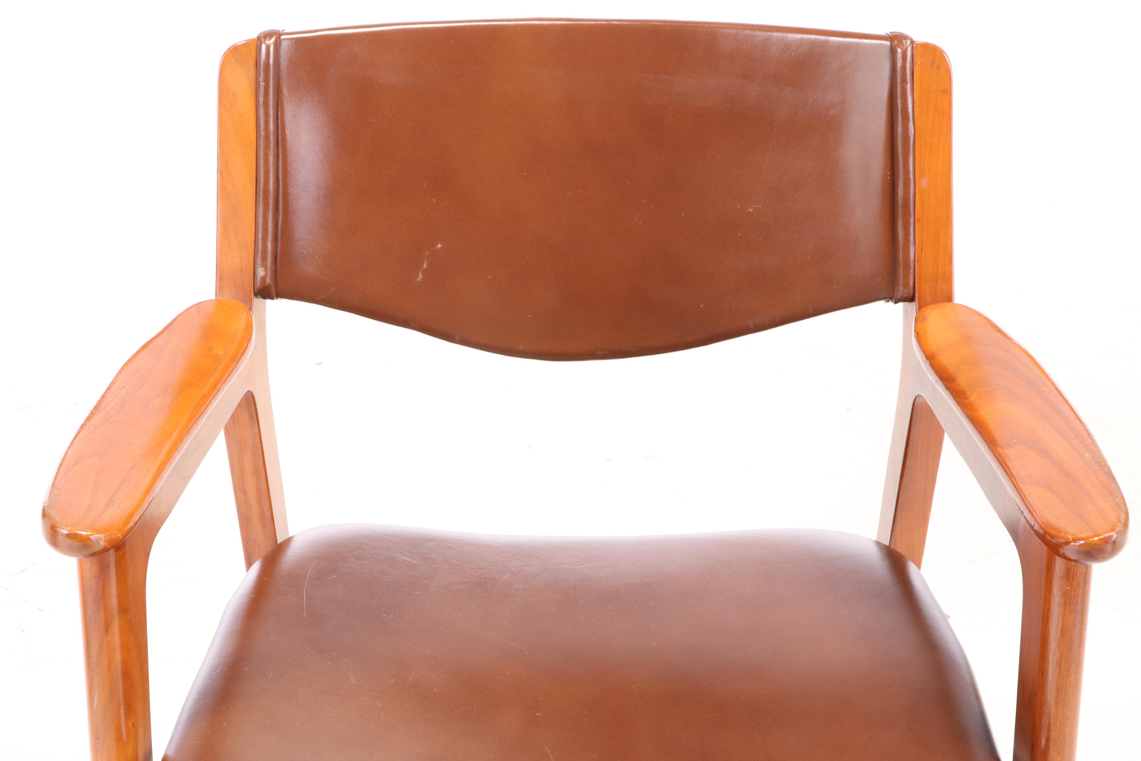 Pair of W.H. Gunlocke Chair Company Modernist Walnut Armchairs