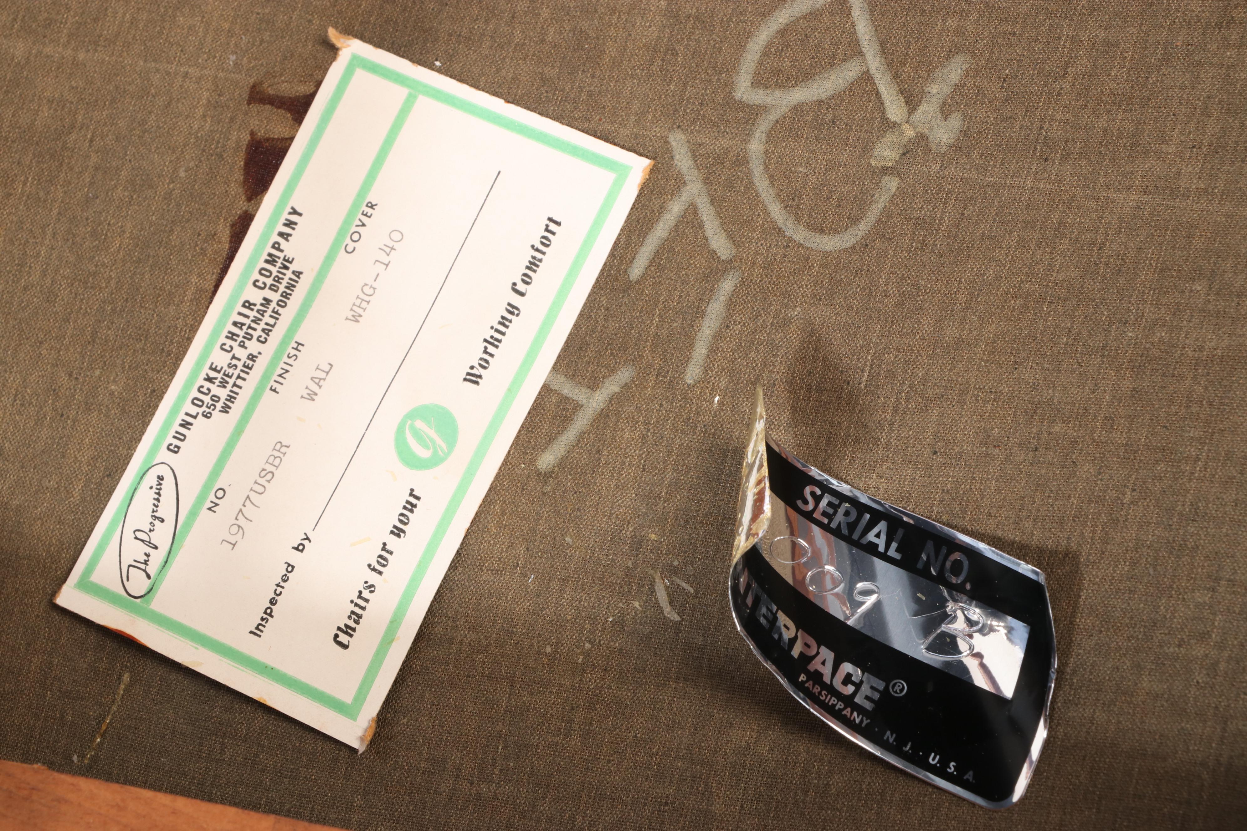 Pair of W.H. Gunlocke Chair Company Modernist Walnut Armchairs