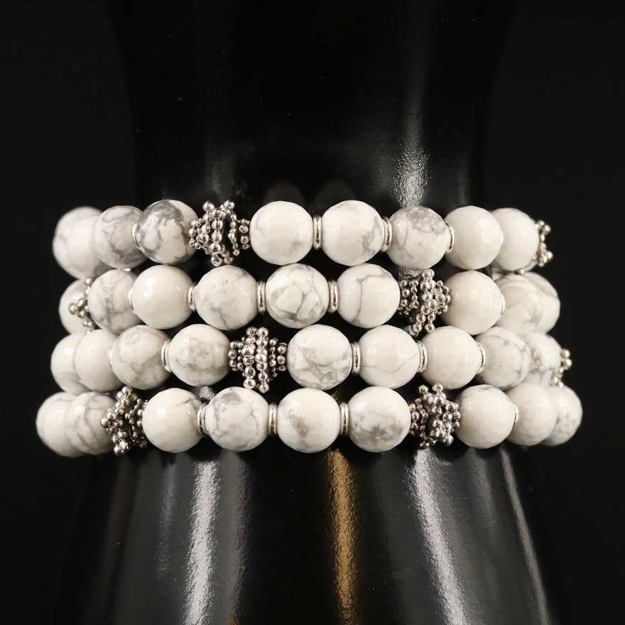 Michael Dawkins Sterling Silver Magnesite Multi Strand Bracelet