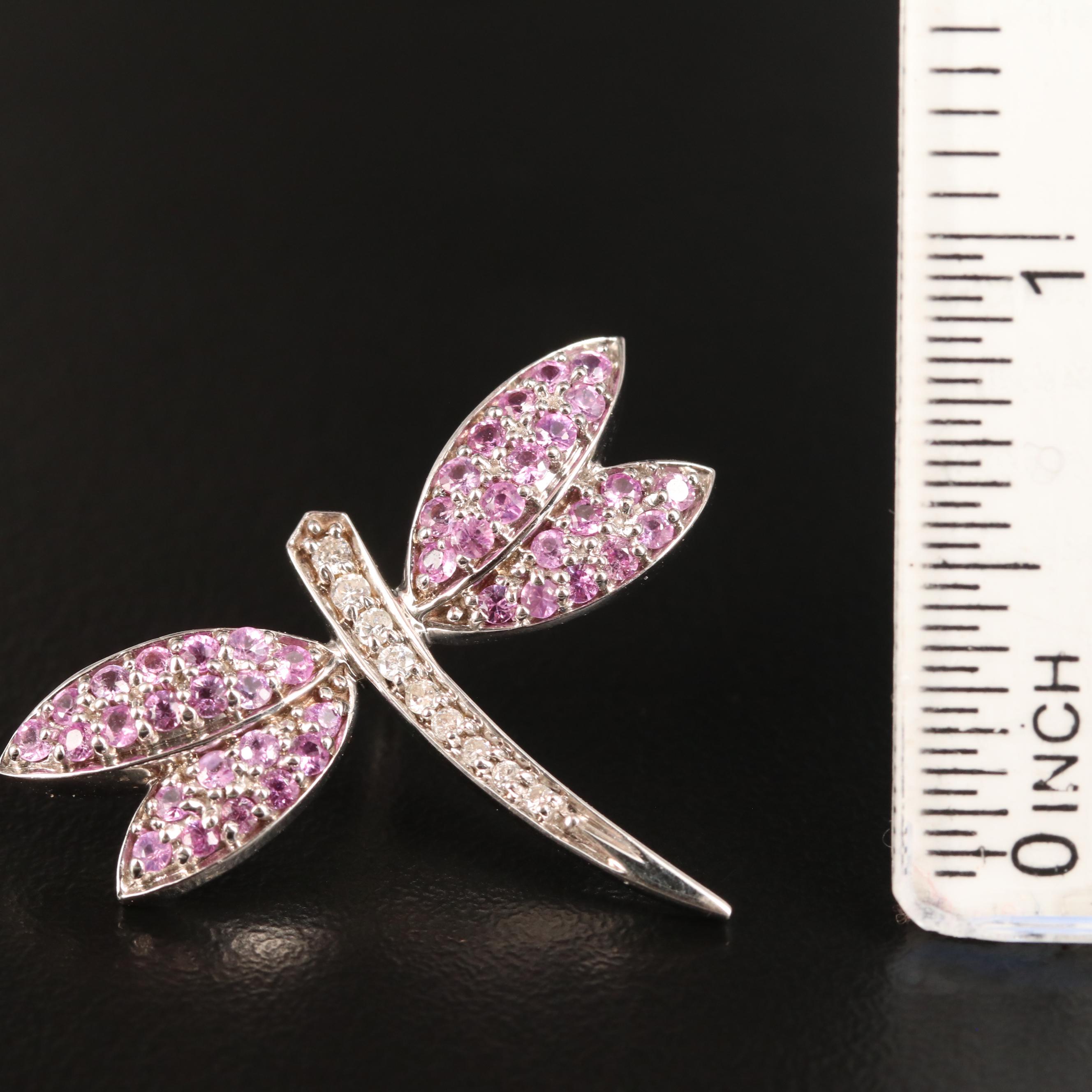 14K Sapphire and Diamond Dragonfly Brooch