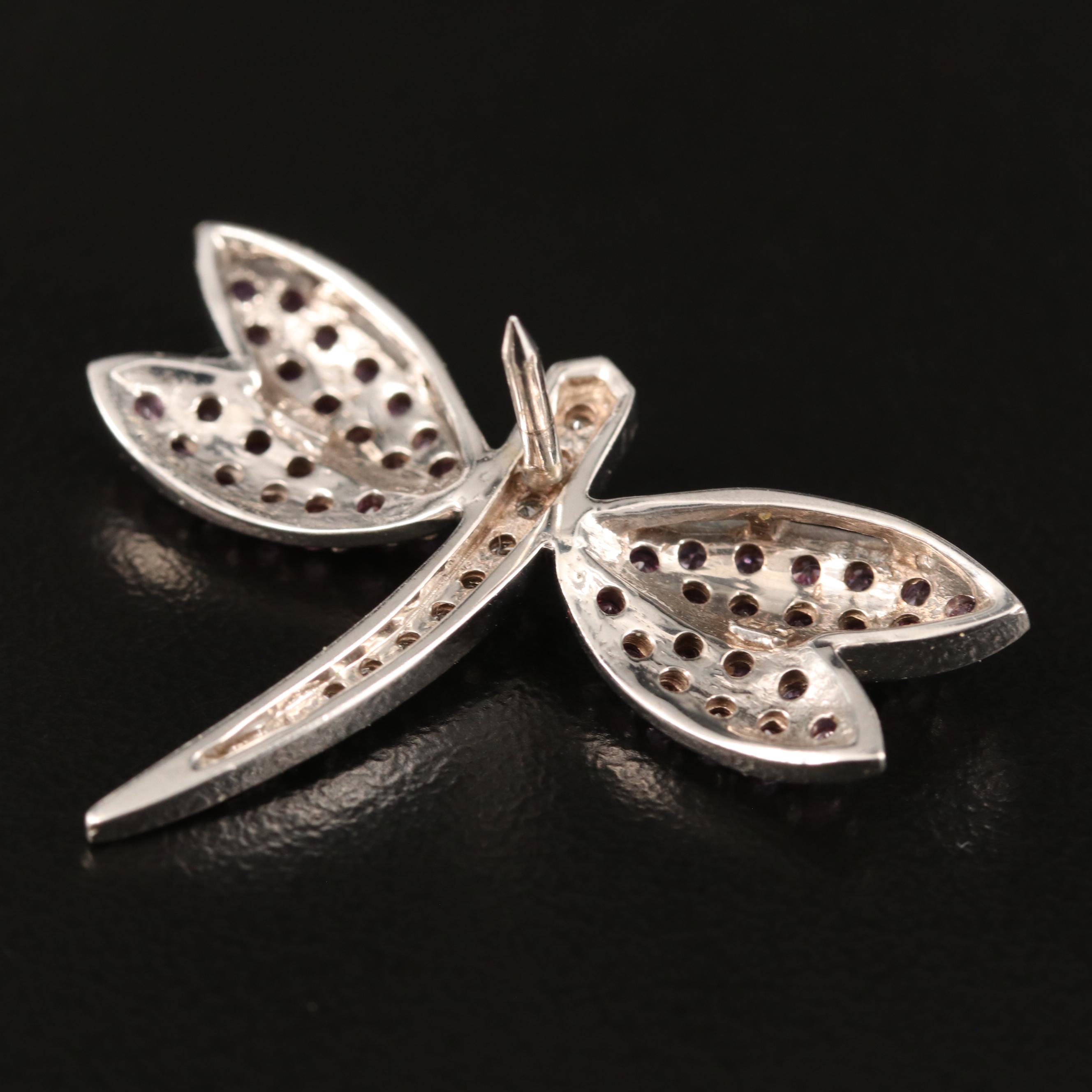 14K Sapphire and Diamond Dragonfly Brooch