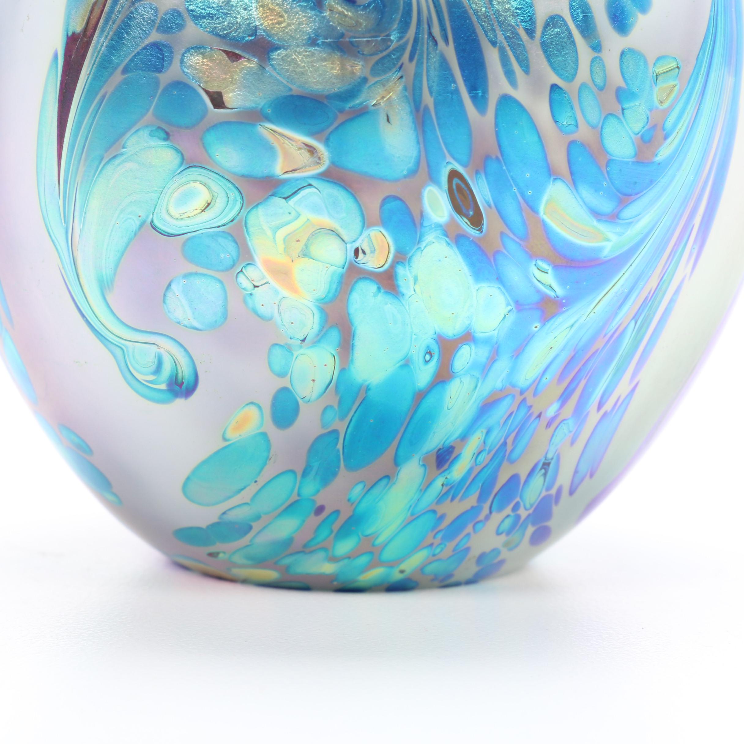 Robert Eickholt Handblown "Fireworks" Art Glass Bud Vase