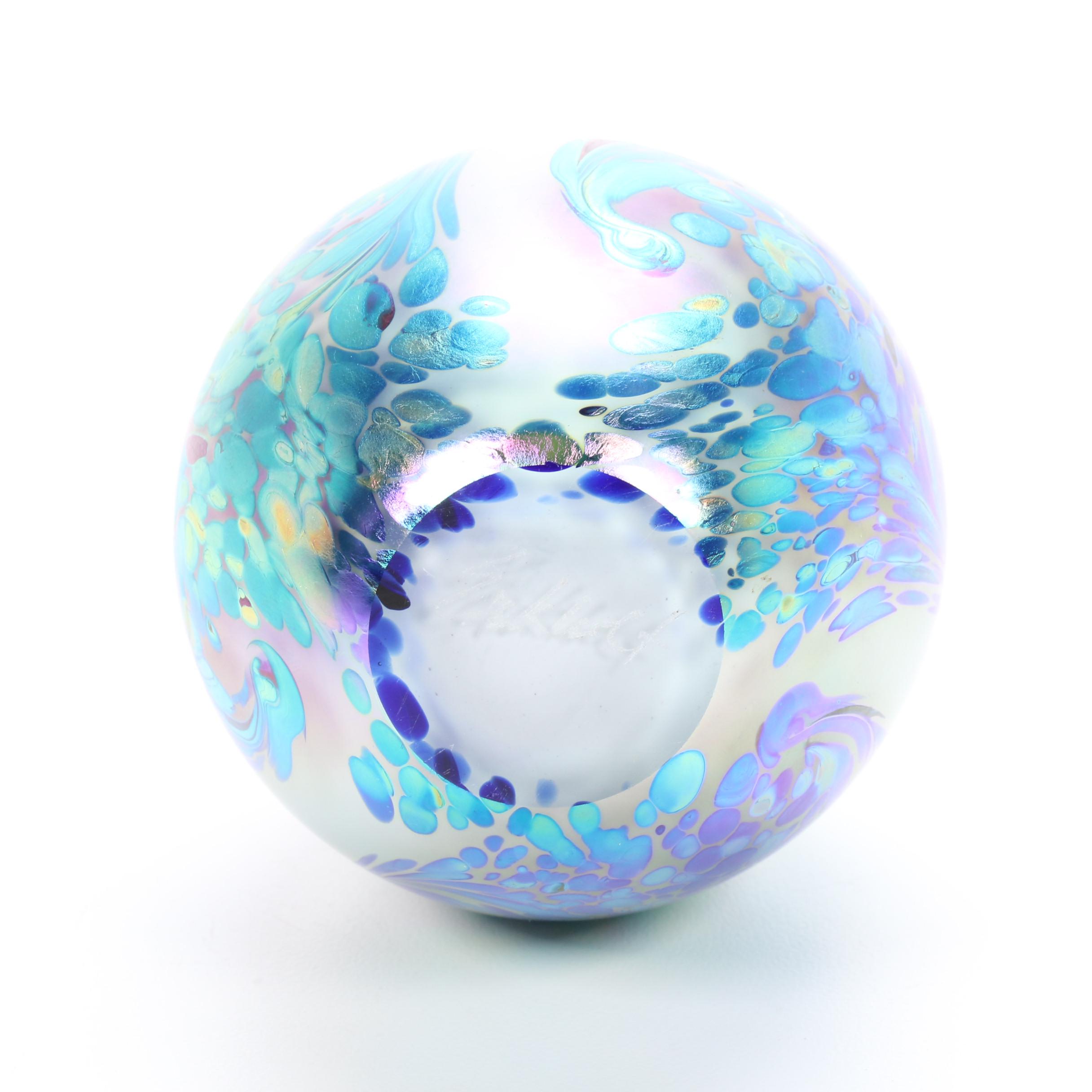 Robert Eickholt Handblown "Fireworks" Art Glass Bud Vase