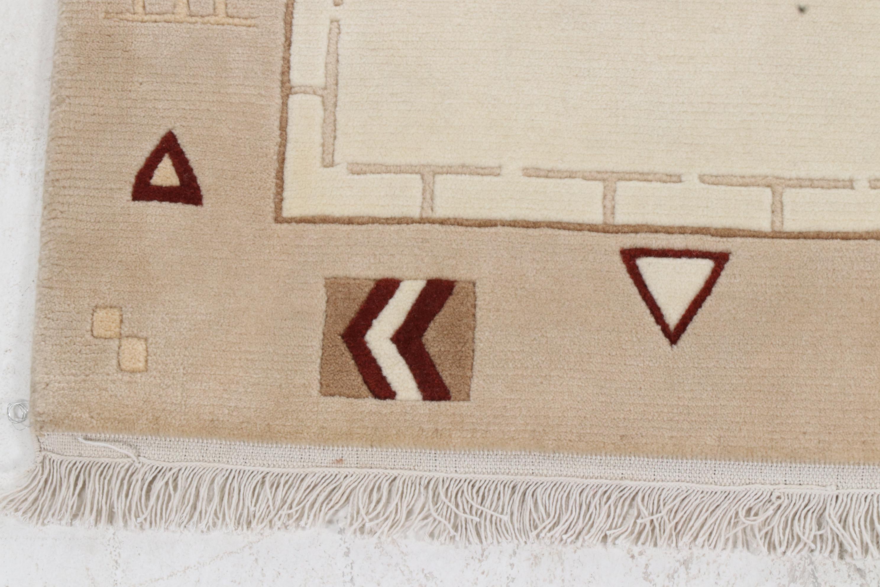 6'4 x 10' Hand-Knotted Indo-Persian Gabbeh Sculpted Rug