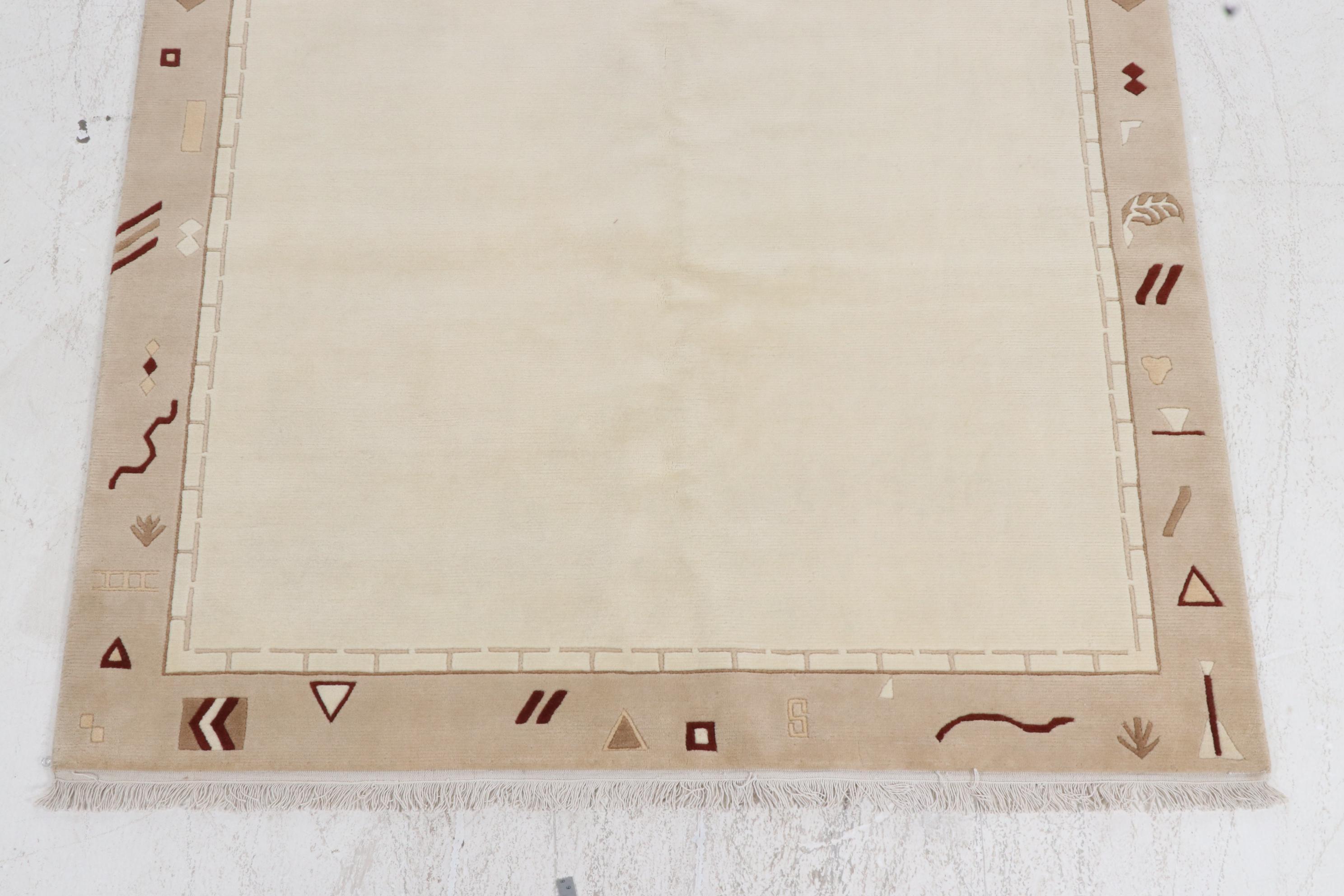 6'4 x 10' Hand-Knotted Indo-Persian Gabbeh Sculpted Rug