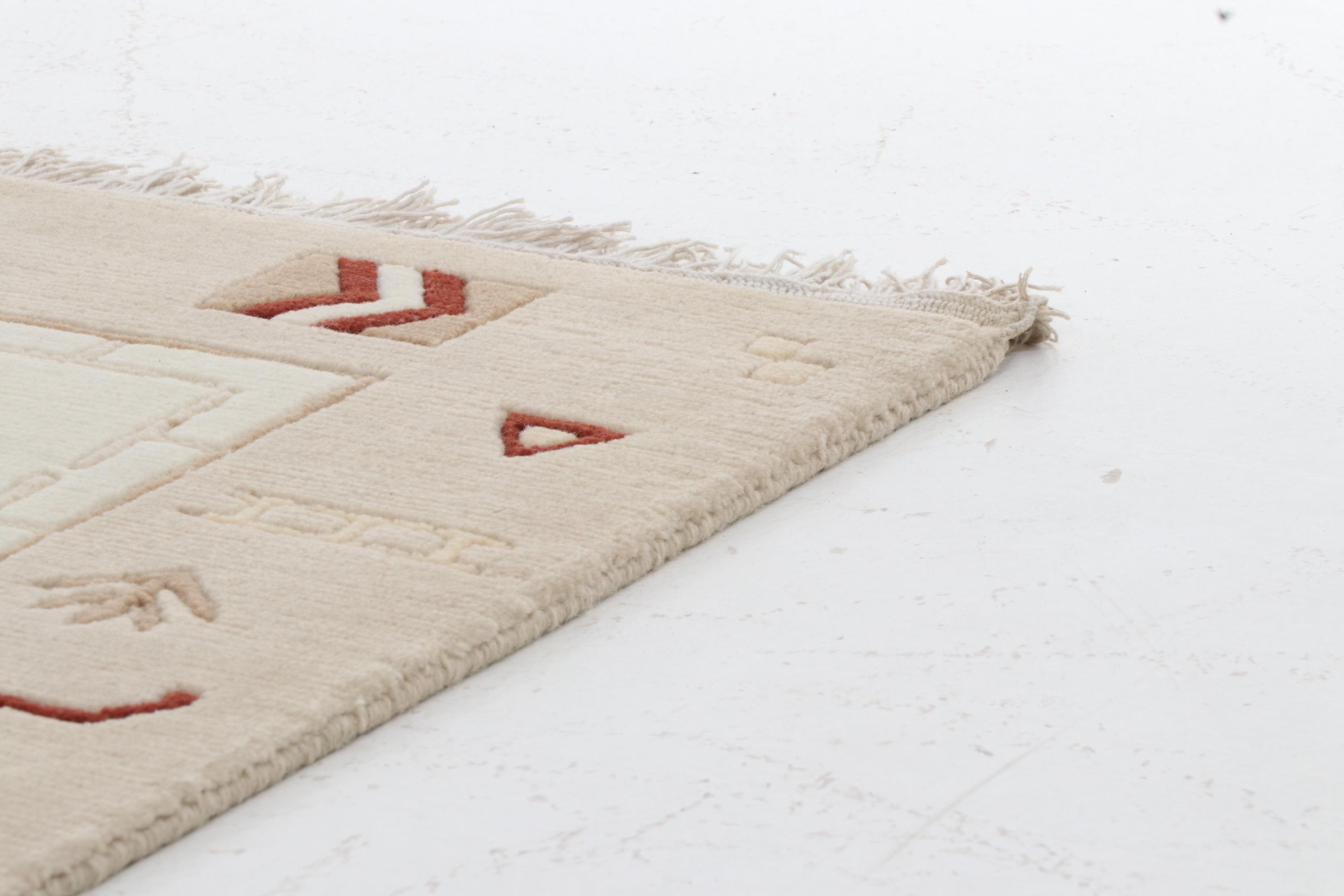 6'4 x 10' Hand-Knotted Indo-Persian Gabbeh Sculpted Rug