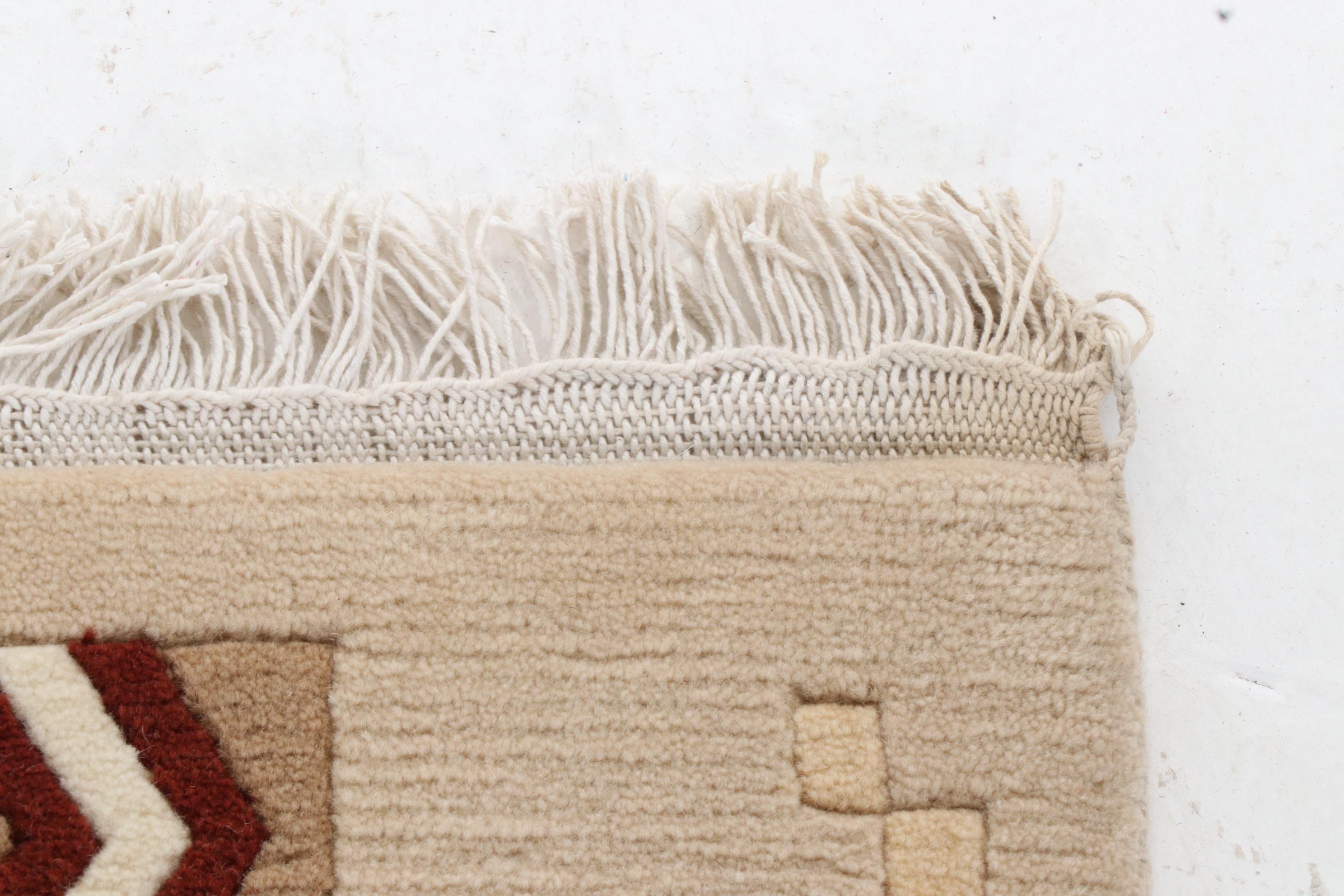 6'4 x 10' Hand-Knotted Indo-Persian Gabbeh Sculpted Rug