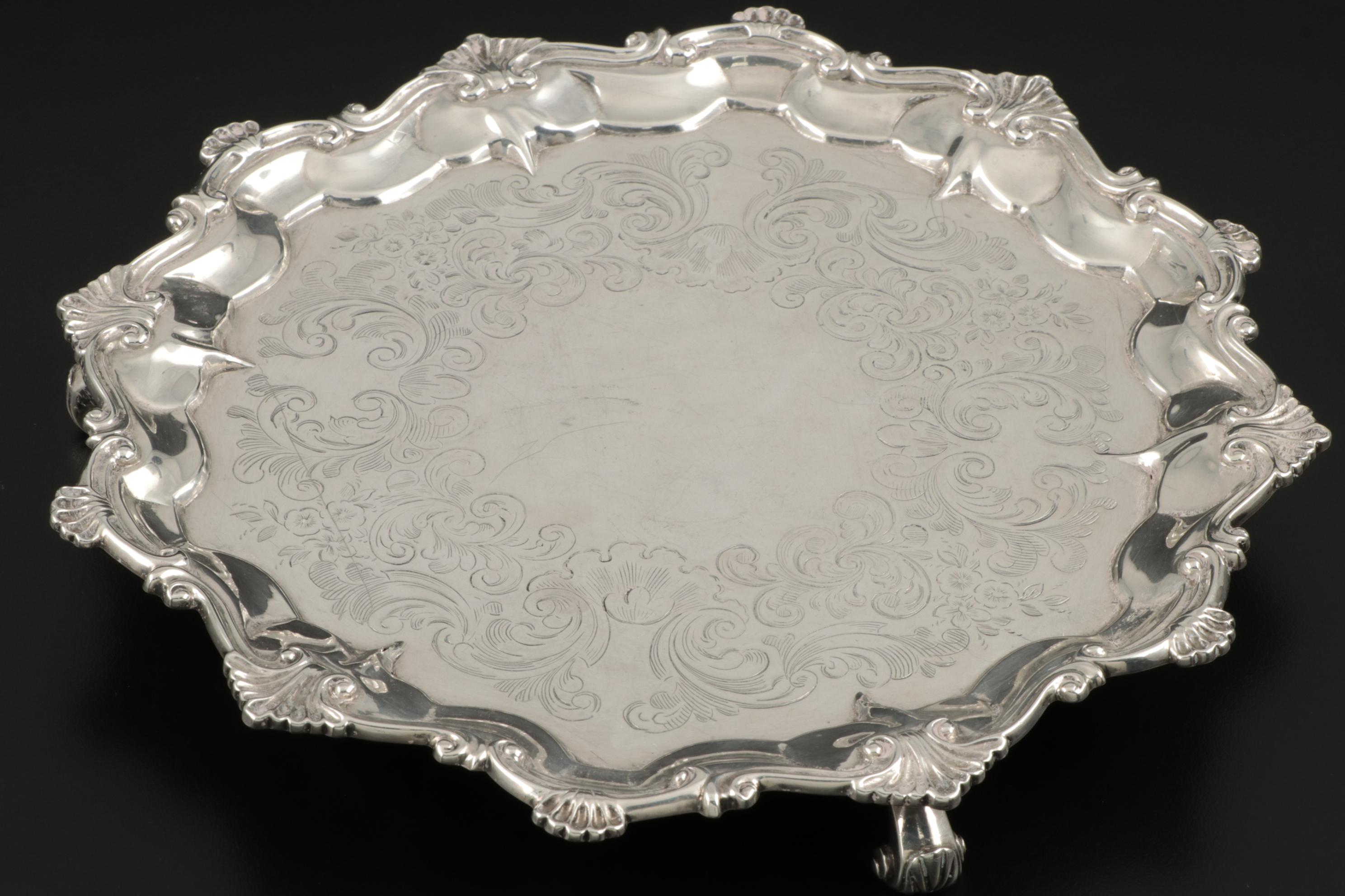 Daniel and Charles Houle Chased Sterling Silver Salver, 1851