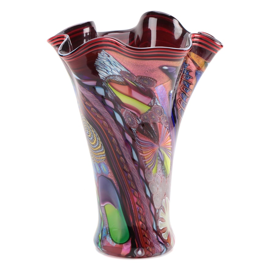 James E. Nowak Art Glass Aquarium Vase