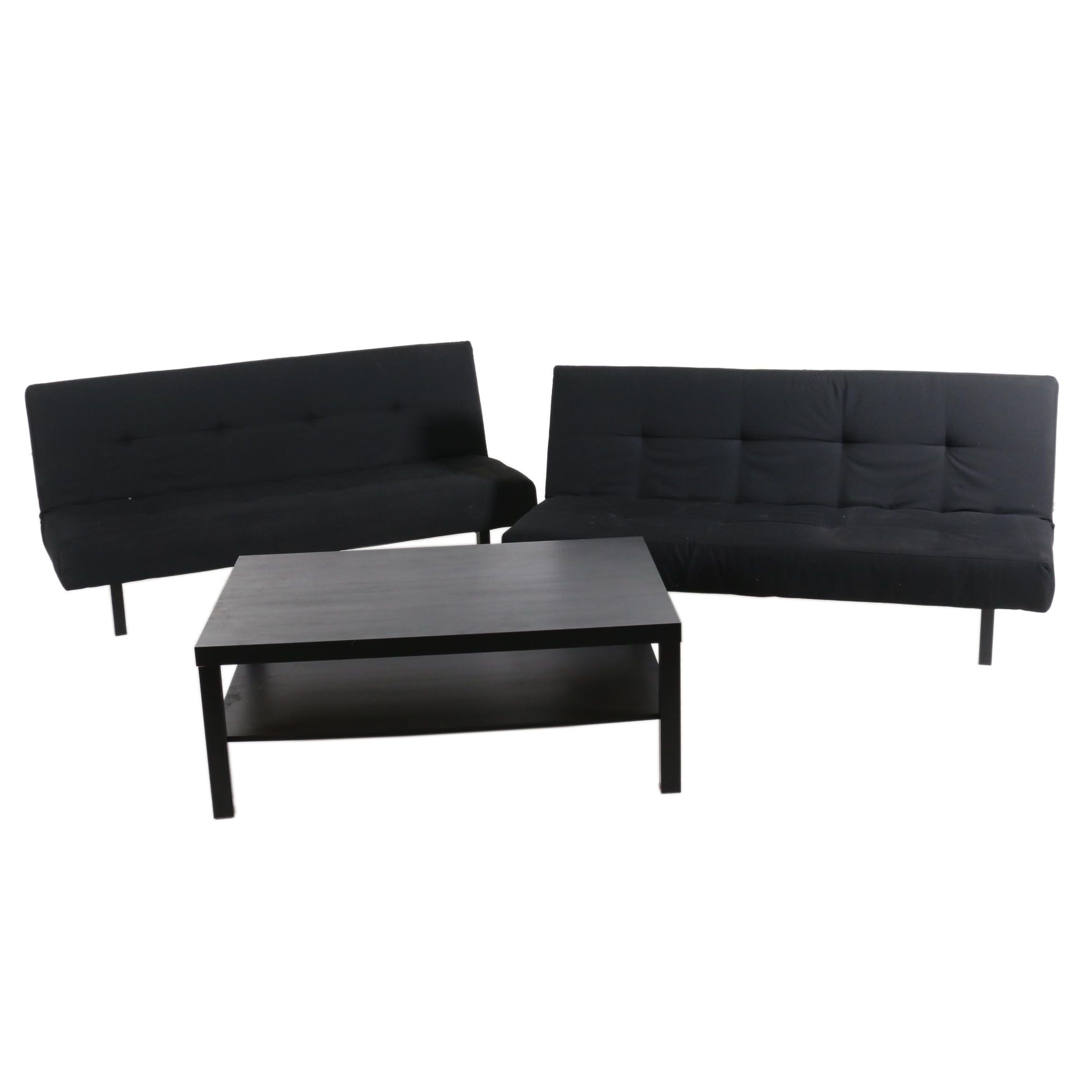 IKEA "Balkarp" Sleeper Sofas with "Lack" Tiered Coffee Table