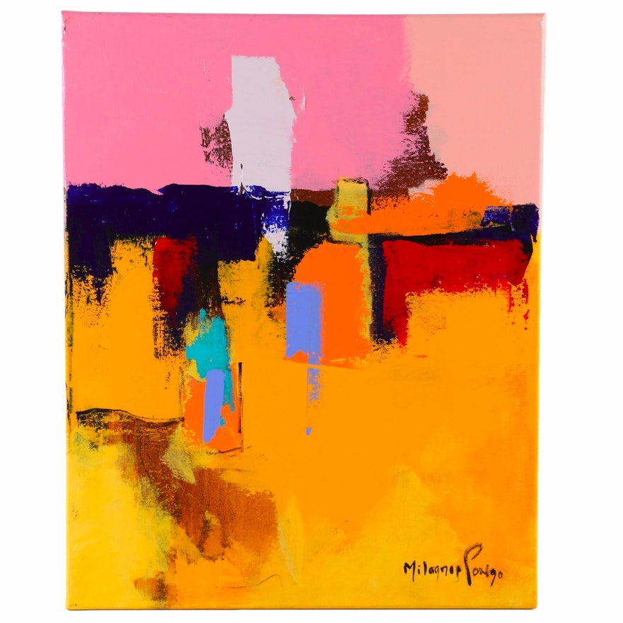 Milagros Pongo Mixed Media Painting of Abstract Composition