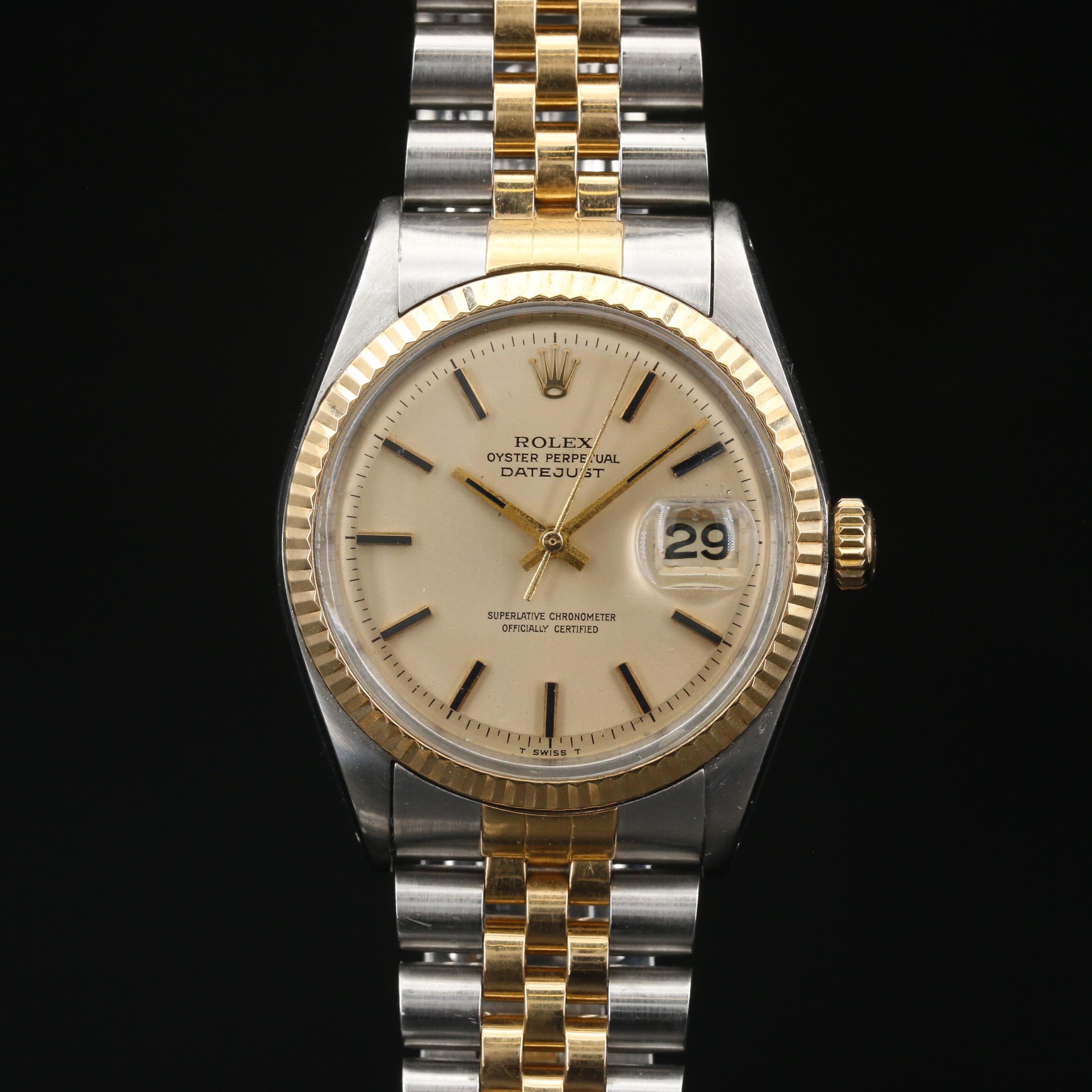 1968 Rolex Datejust Pie Pan Dial 18K and Stainless Steel Automatic Watch