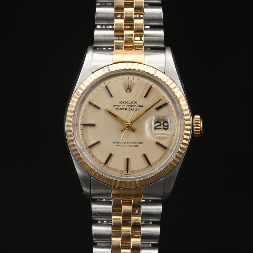 1968 Rolex Datejust Pie Pan Dial 18K and Stainless Steel Automatic Wristwatch