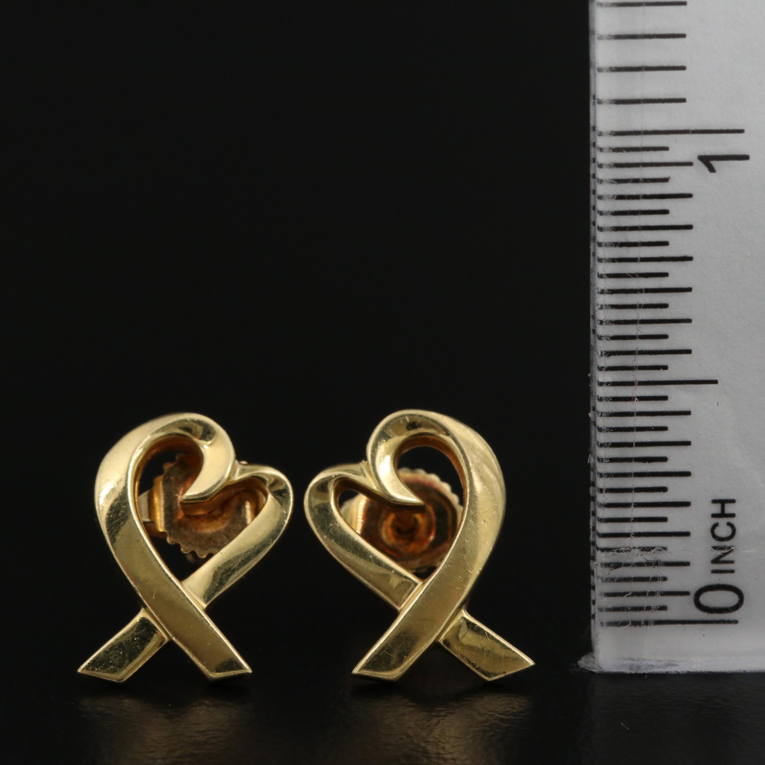 Paloma Picasso for Tiffany & Co. "Loving Heart" 18K Earrings with Pouch