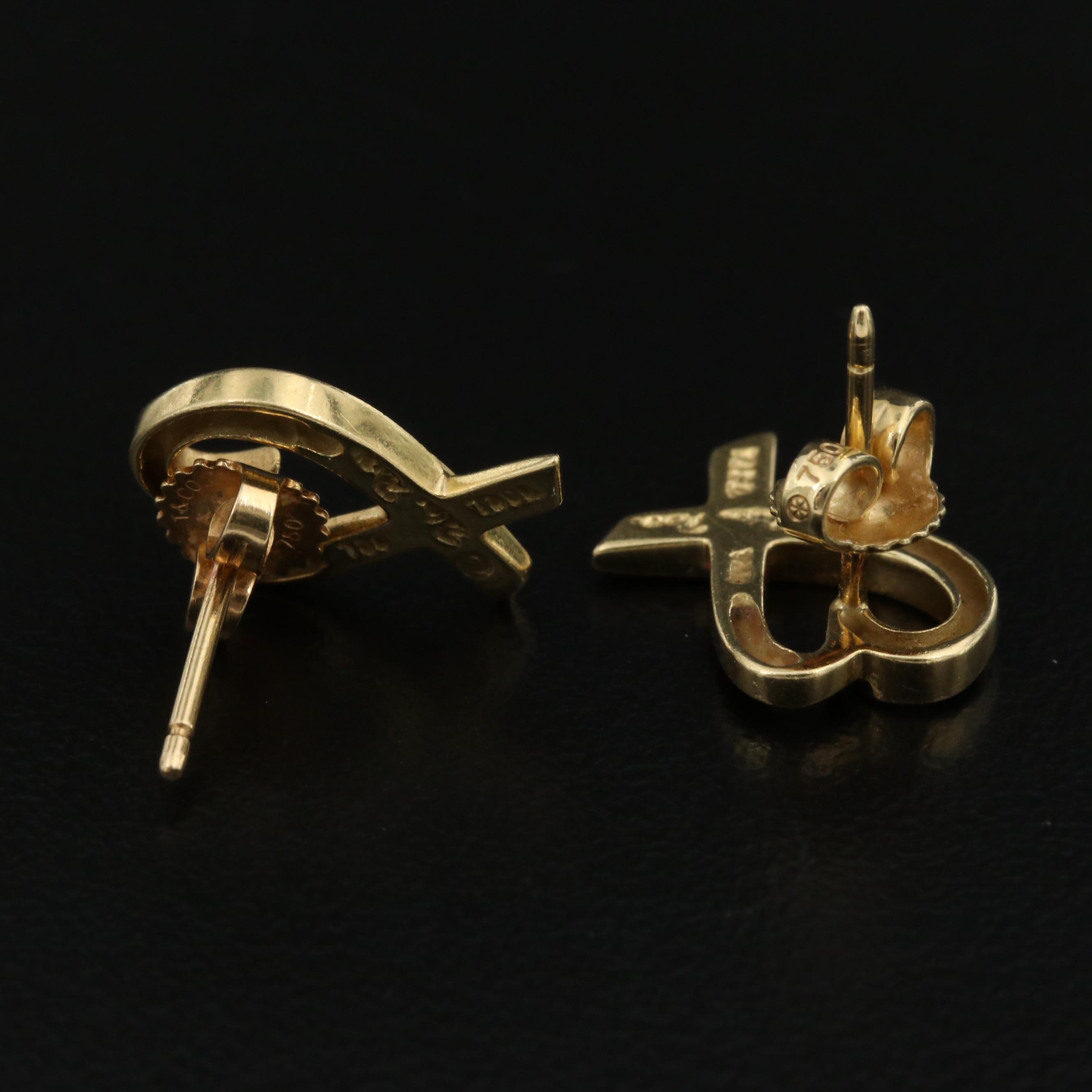 Paloma Picasso for Tiffany & Co. "Loving Heart" 18K Earrings with Pouch