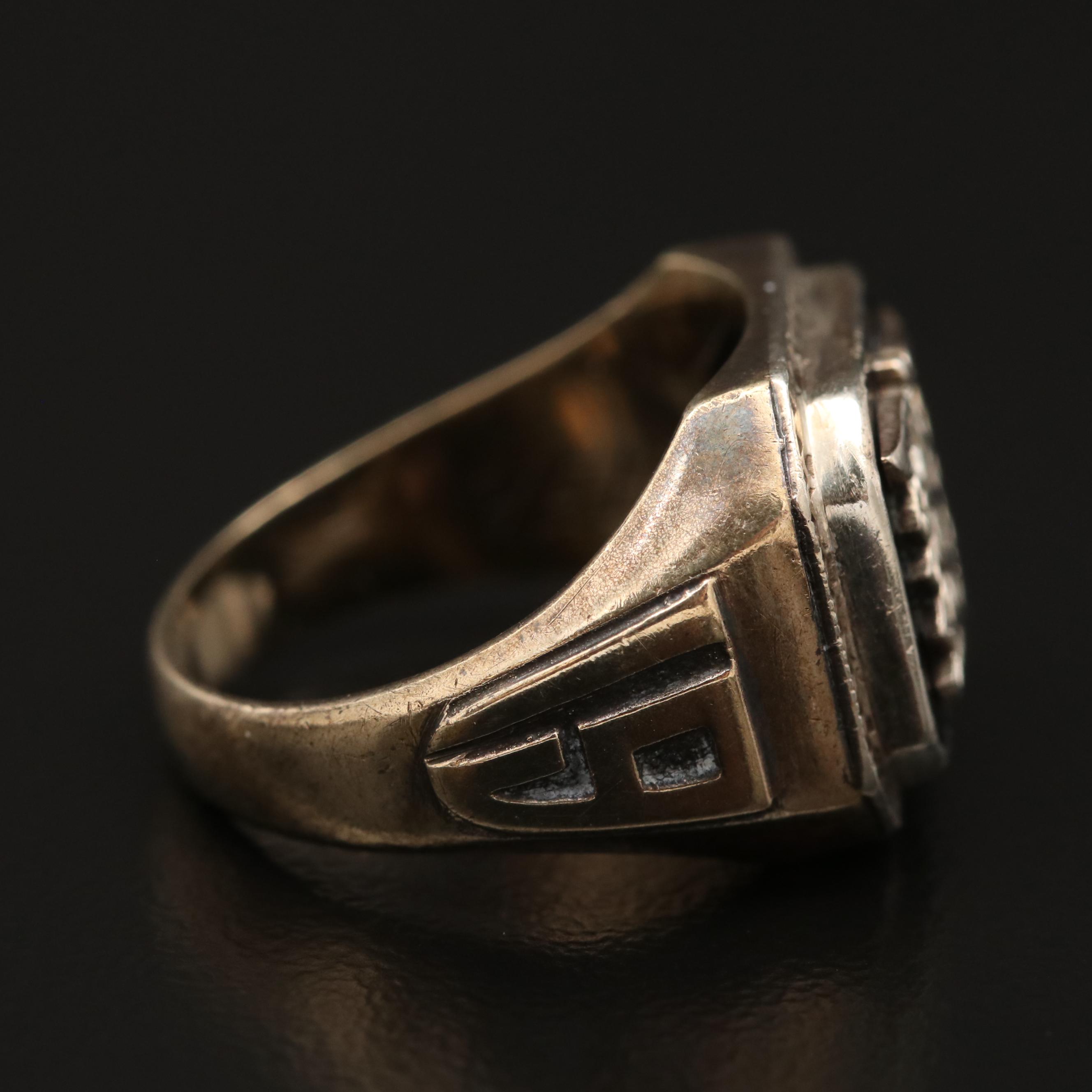 Circa 1932 10K Black Onyx Caduceus Class Ring