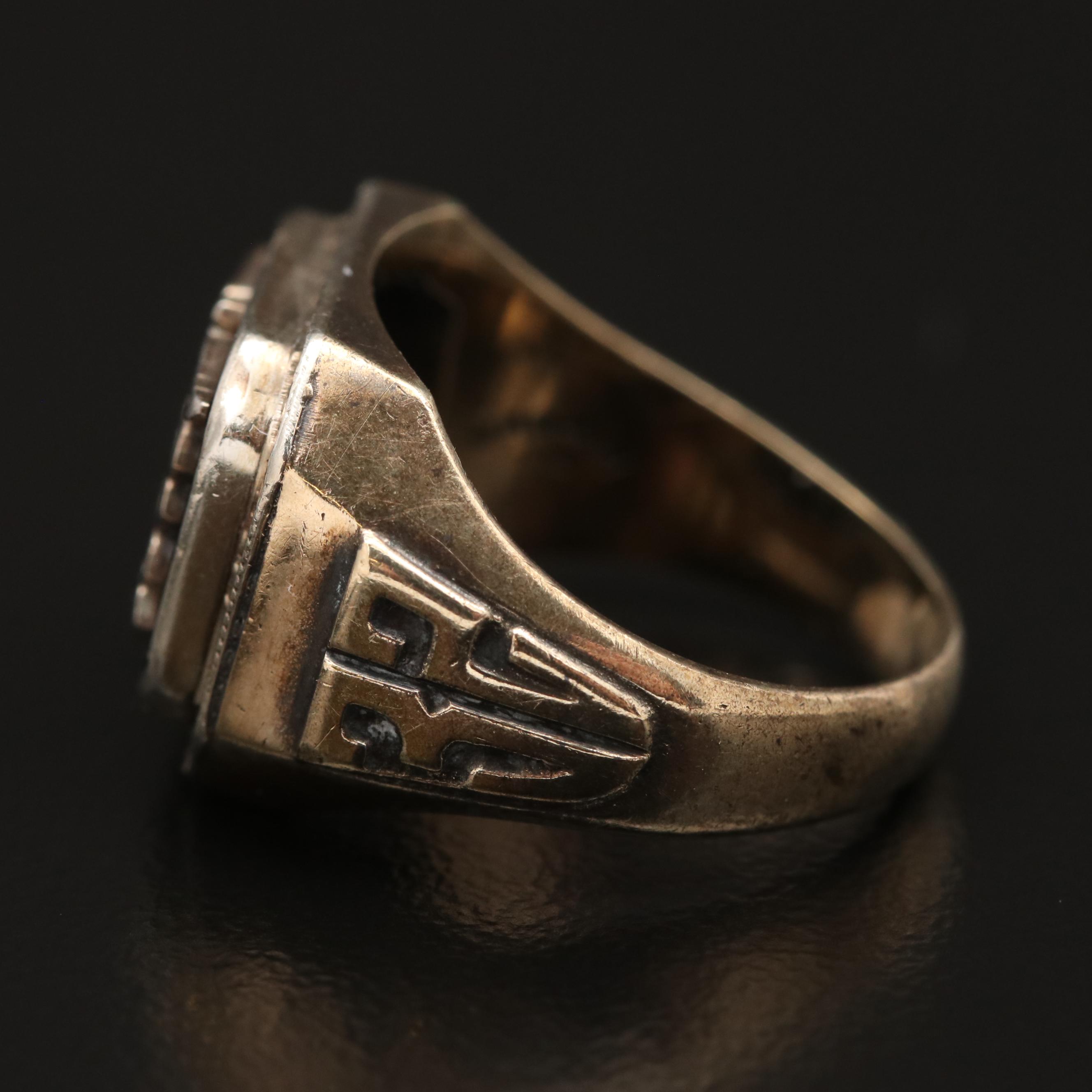 Circa 1932 10K Black Onyx Caduceus Class Ring