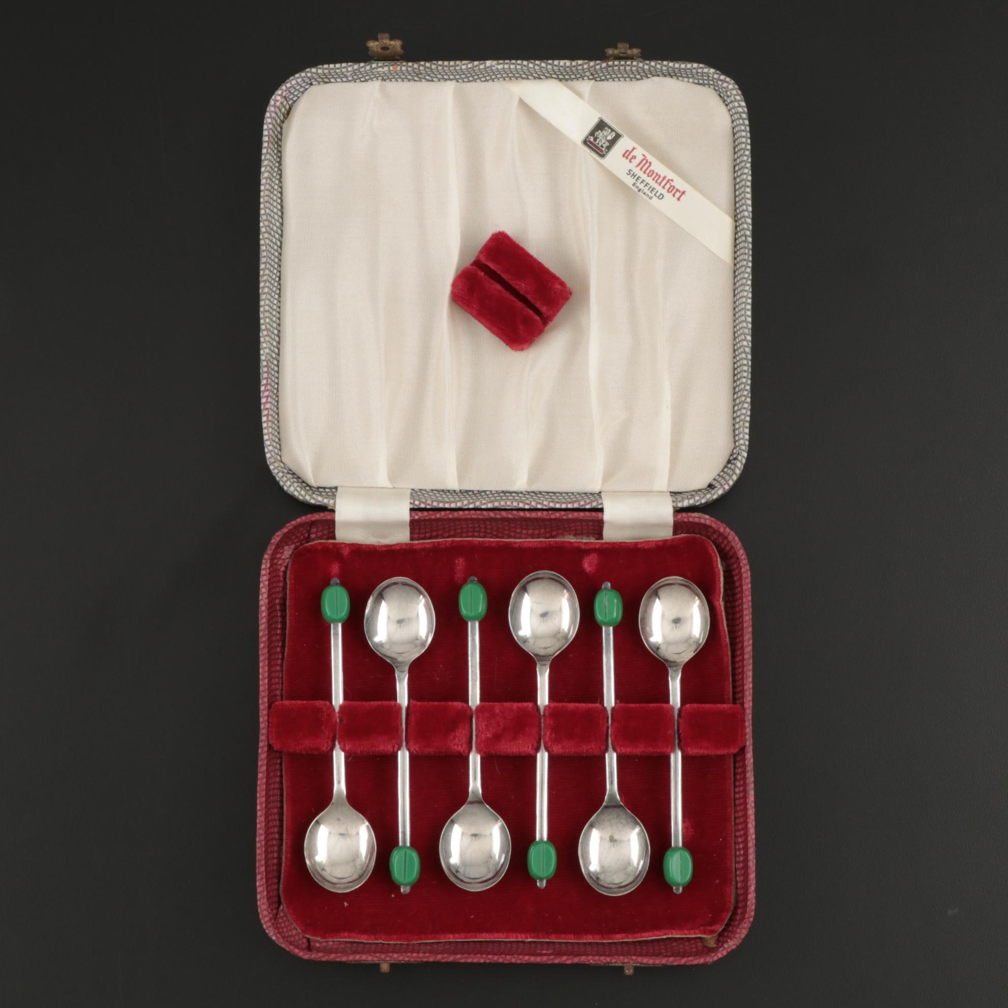 De Montfort Silver Plate Demitasse Spoon Set with Case, Vintage