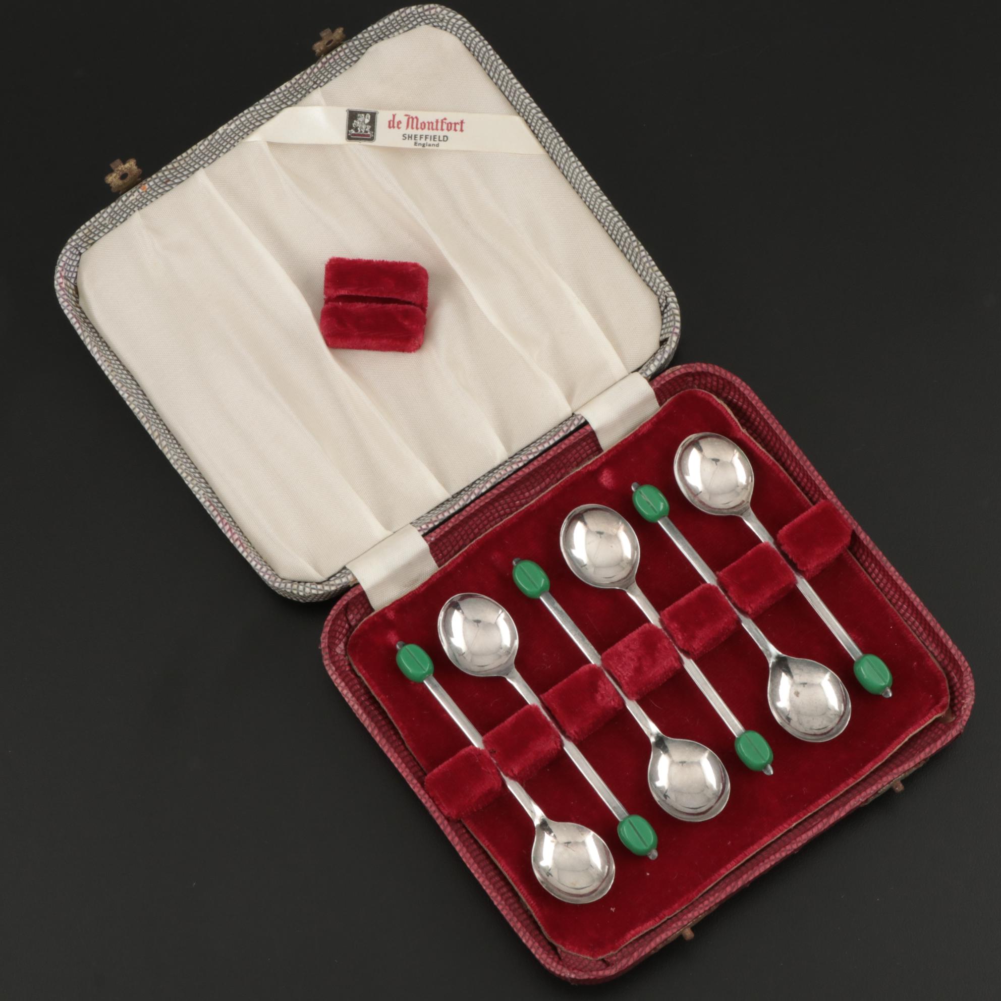 De Montfort Silver Plate Demitasse Spoon Set with Case, Vintage