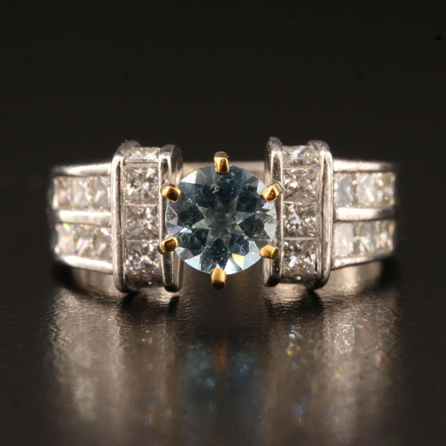 14K Aquamarine and 1.32 CTW Diamond Ring