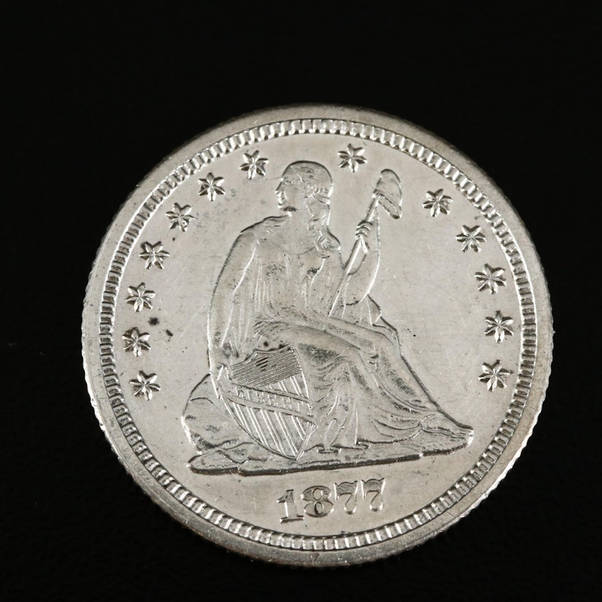 1877-CC Seated Liberty Silver Quarter