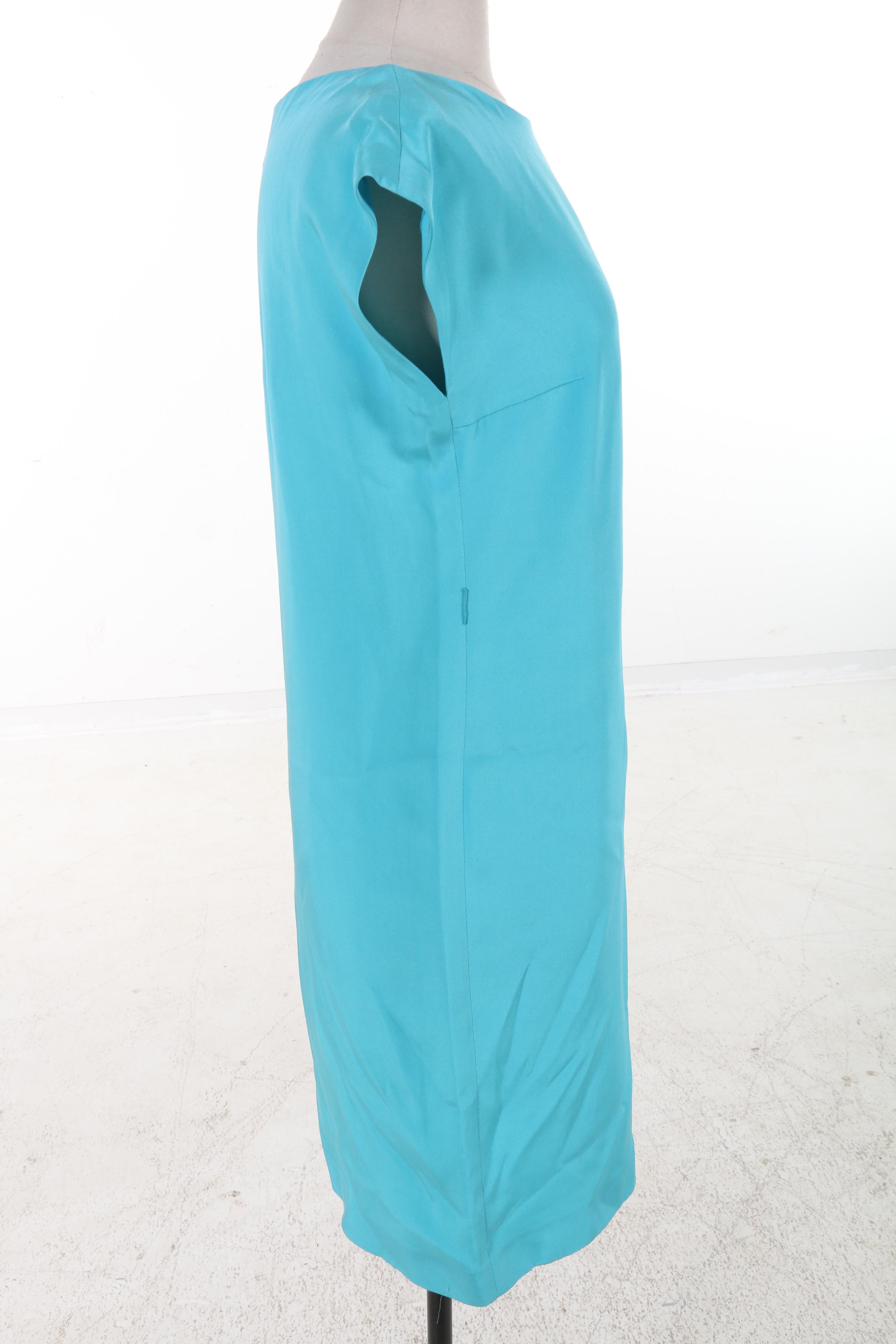 Prada Silk Shift Dress in Turquoise