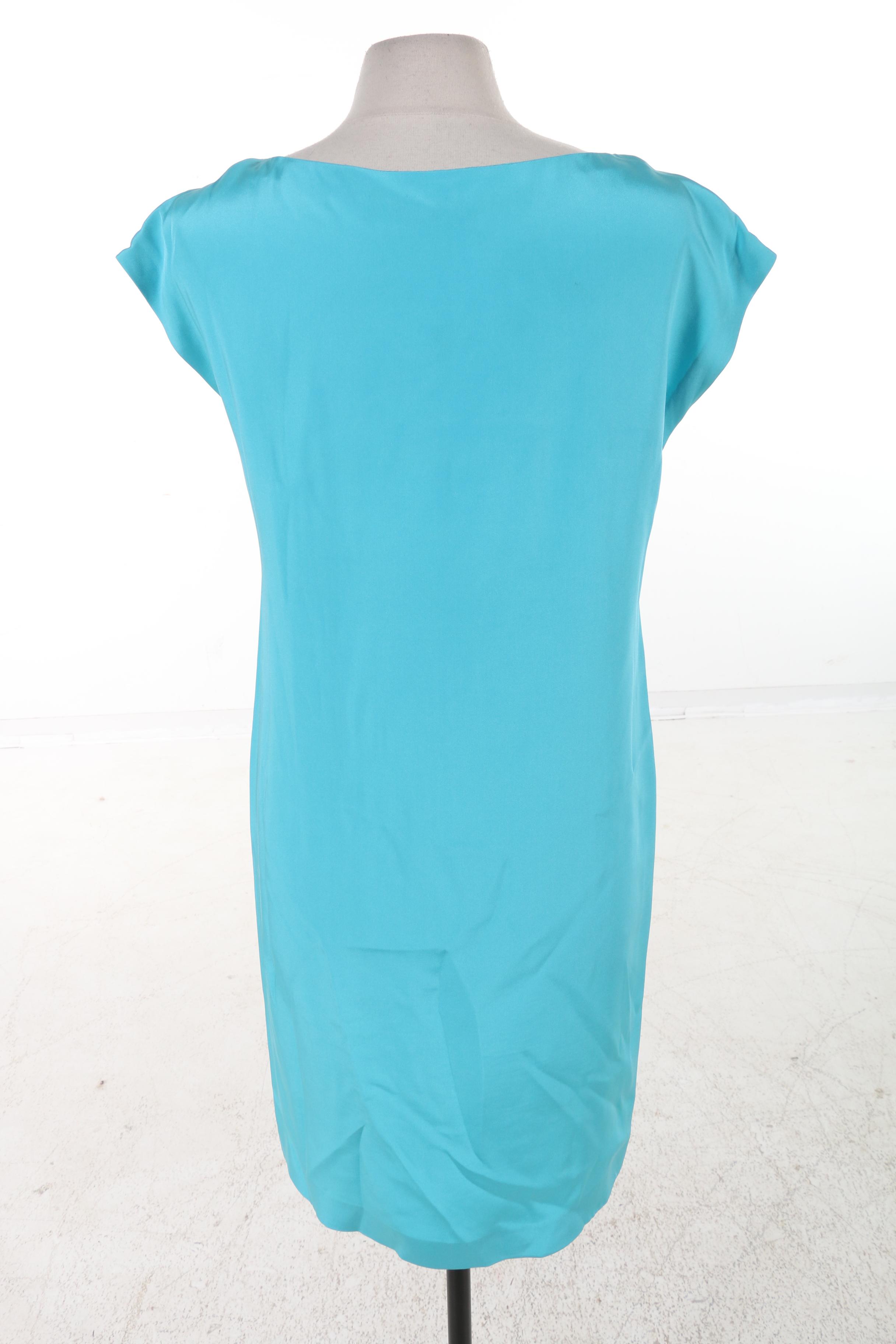Prada Silk Shift Dress in Turquoise