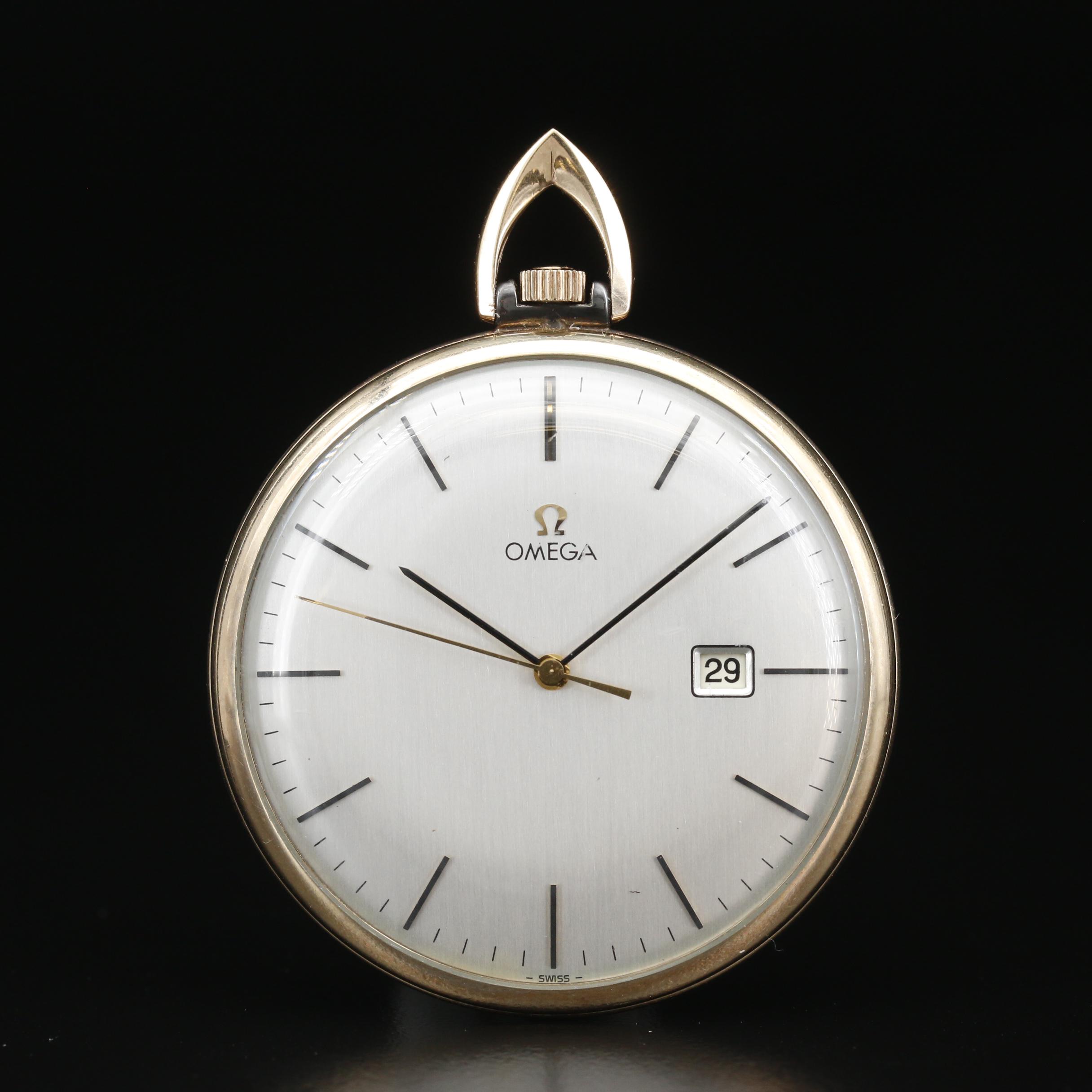 1978 Omega Gold Filled Open Face Pocket Watch
