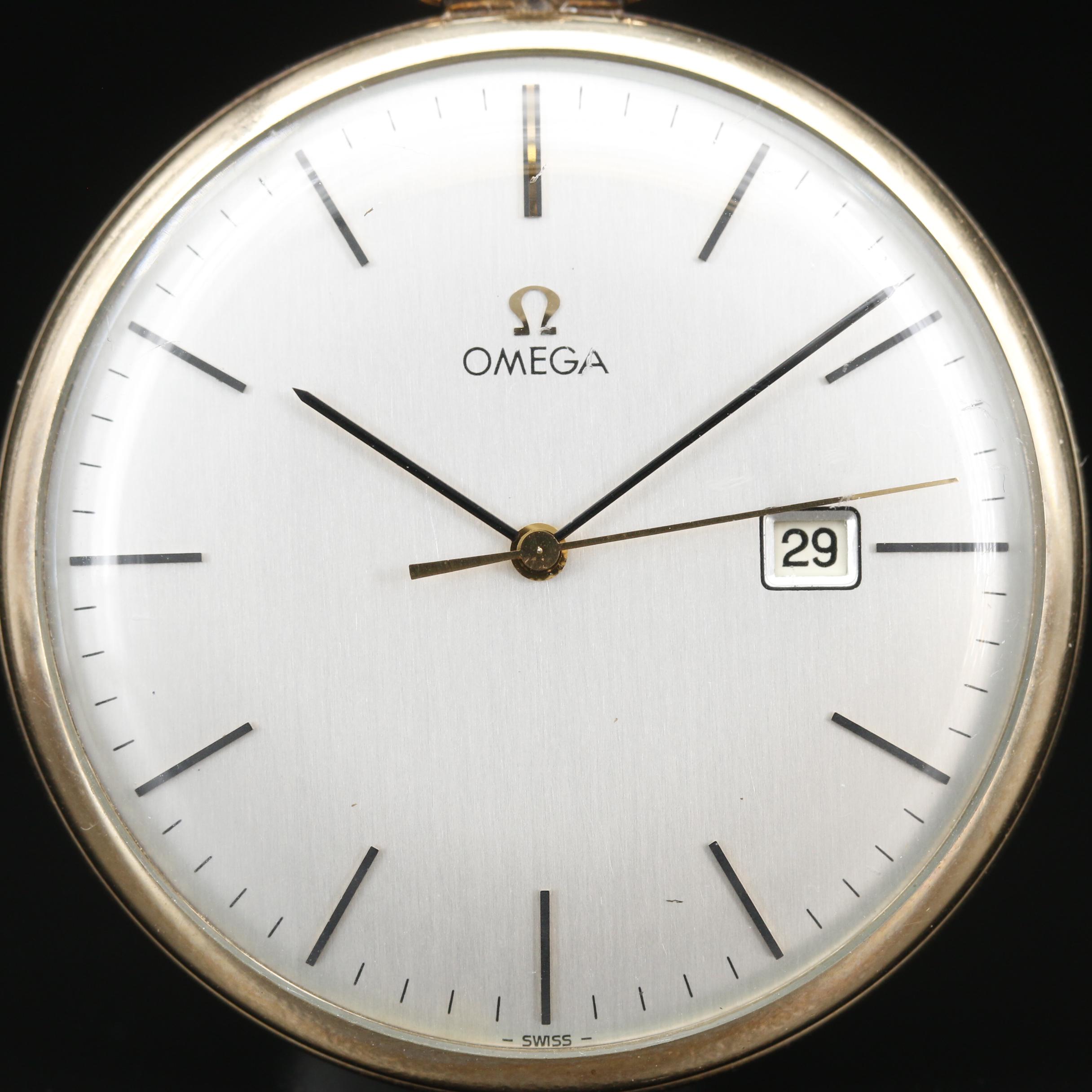 1978 Omega Gold Filled Open Face Pocket Watch