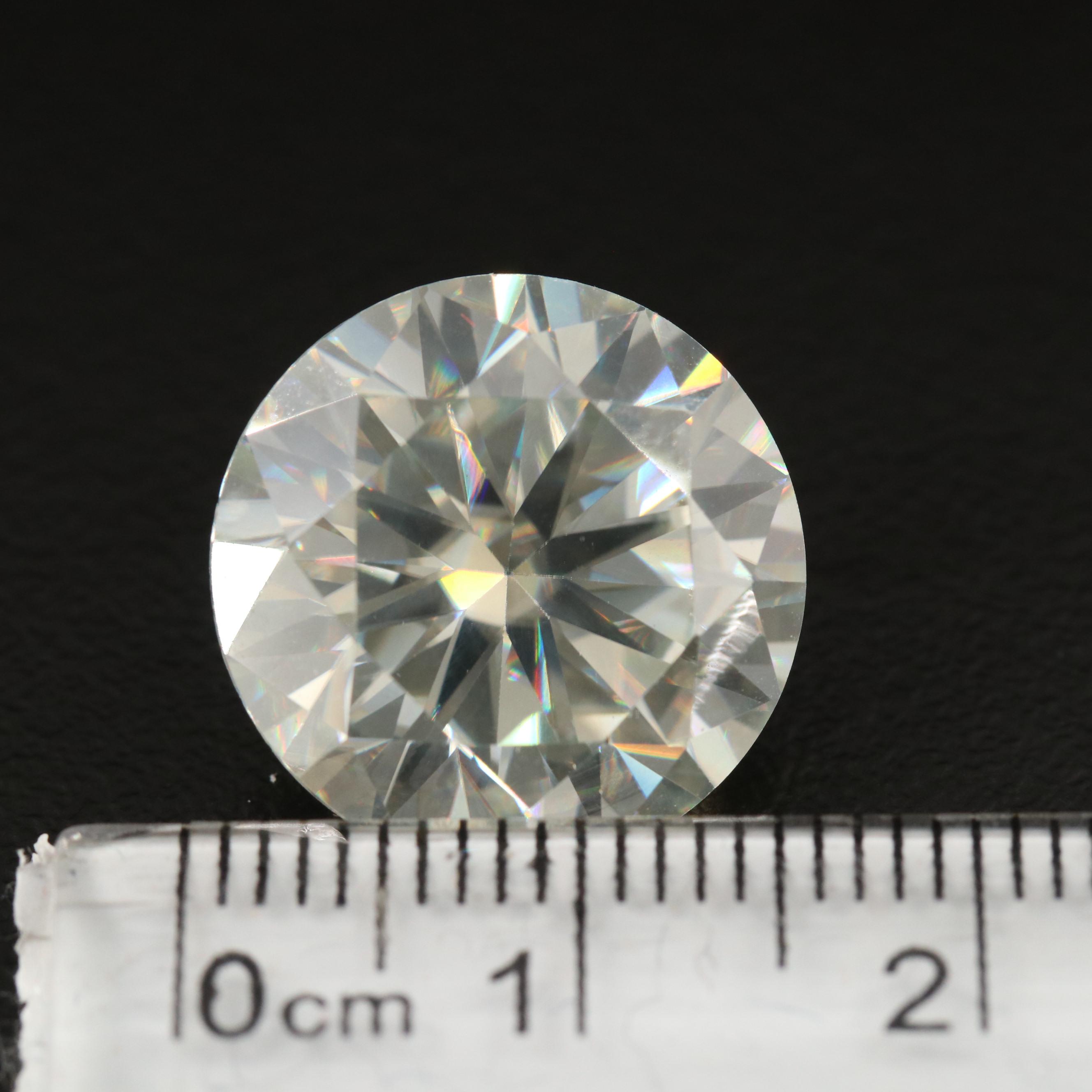 Loose Lab Grown 12.12 CT Round Faceted Moissanite