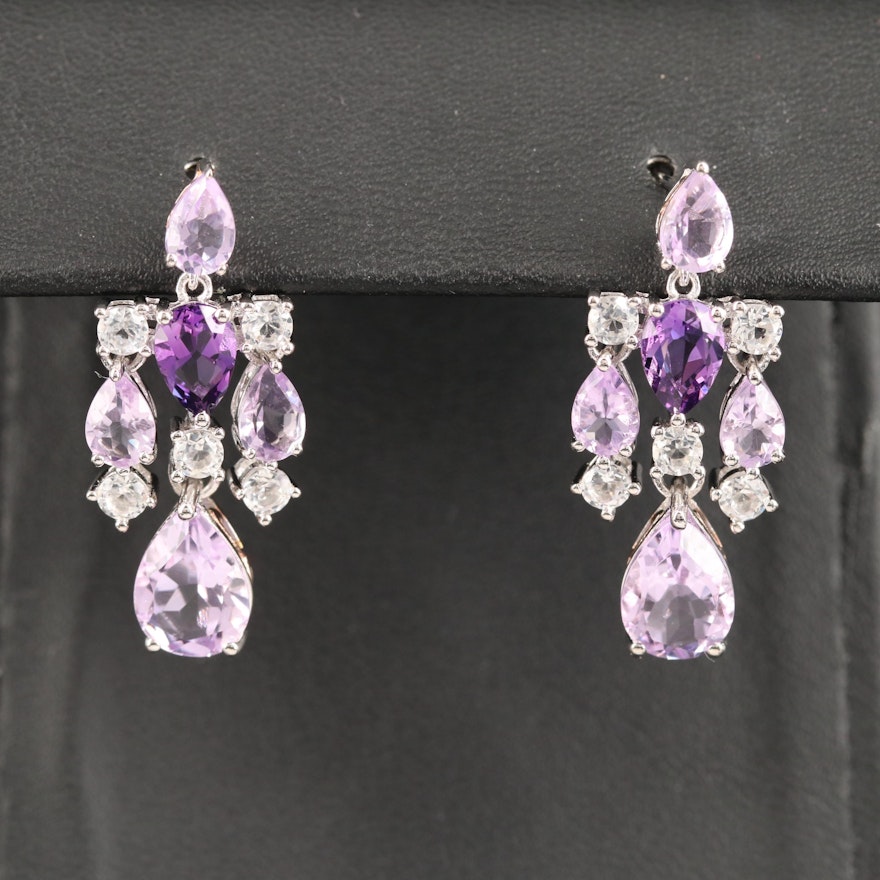 Sterling Amethyst and White Topaz Chandelier Earrings