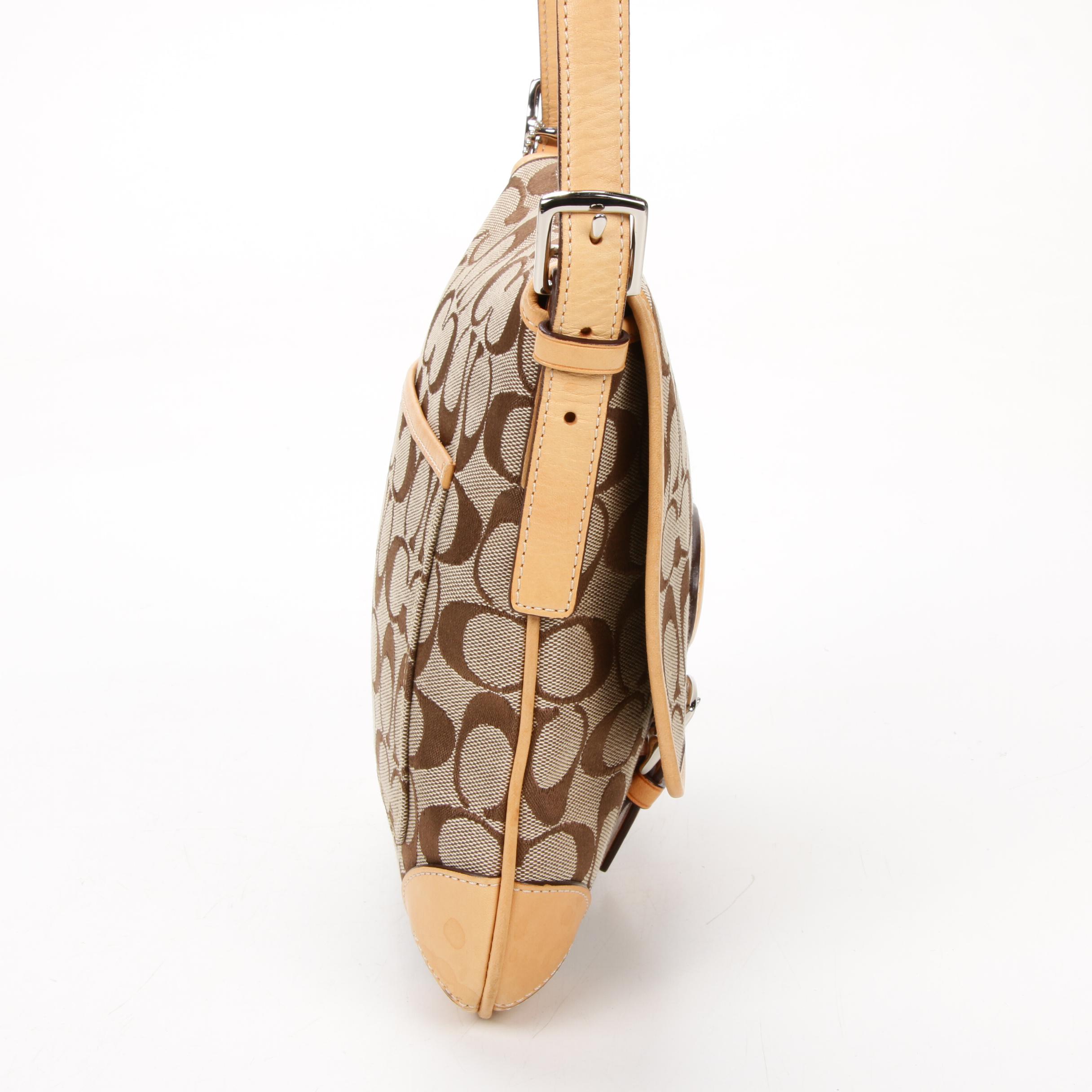 Coach Buckle Flap Front Crossbody Bag in Signature Canvas with Leather Trim