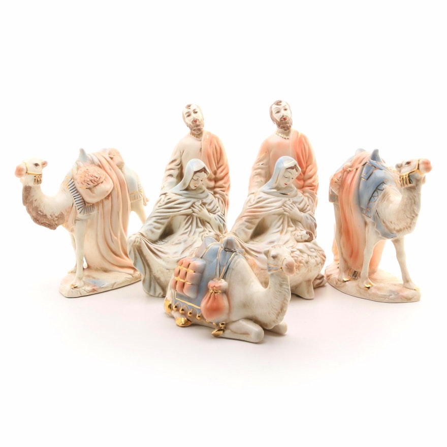 Hobbyist Ceramic Nativity Scene Holy Family and Camel Figurines