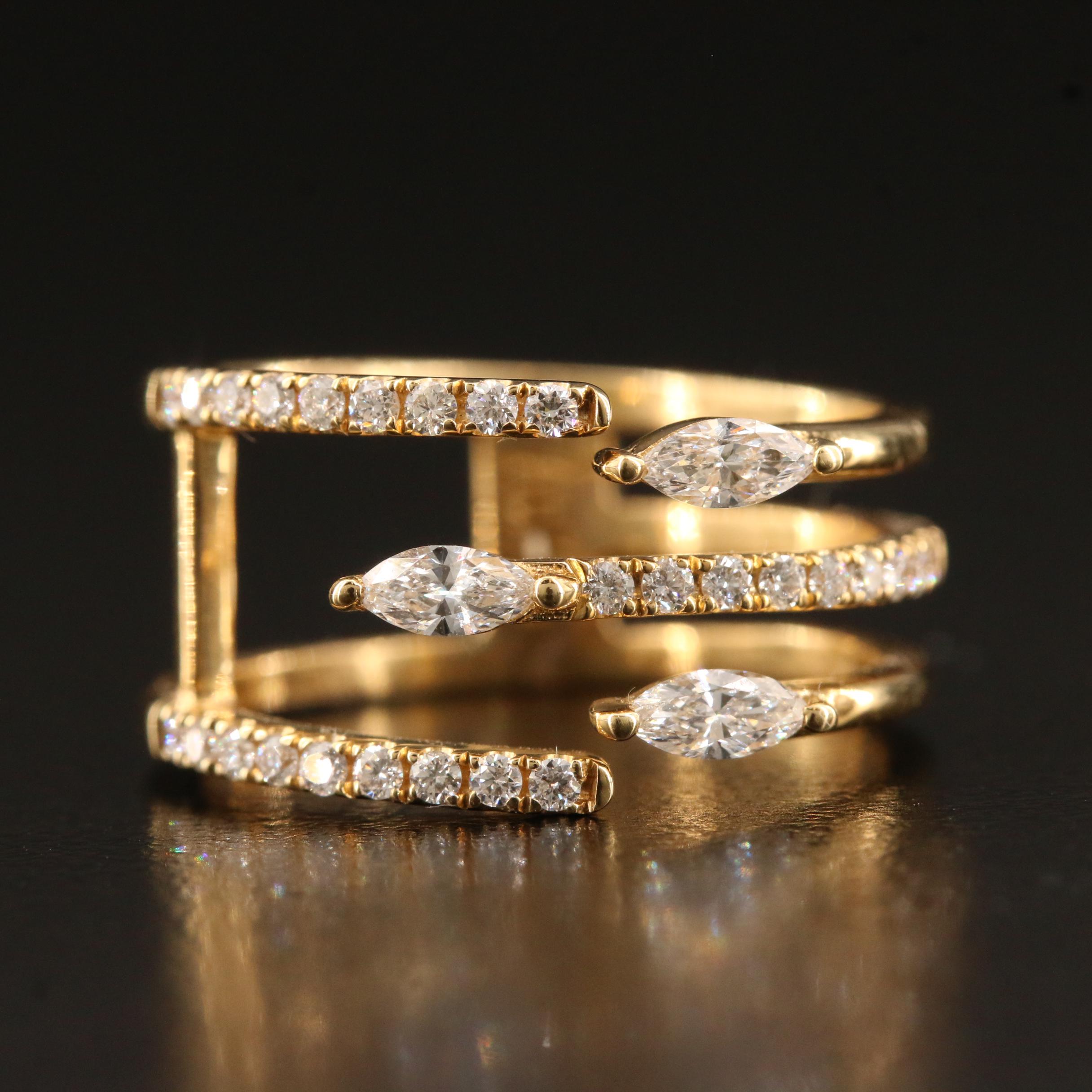 18K Diamond Open Shank Ring