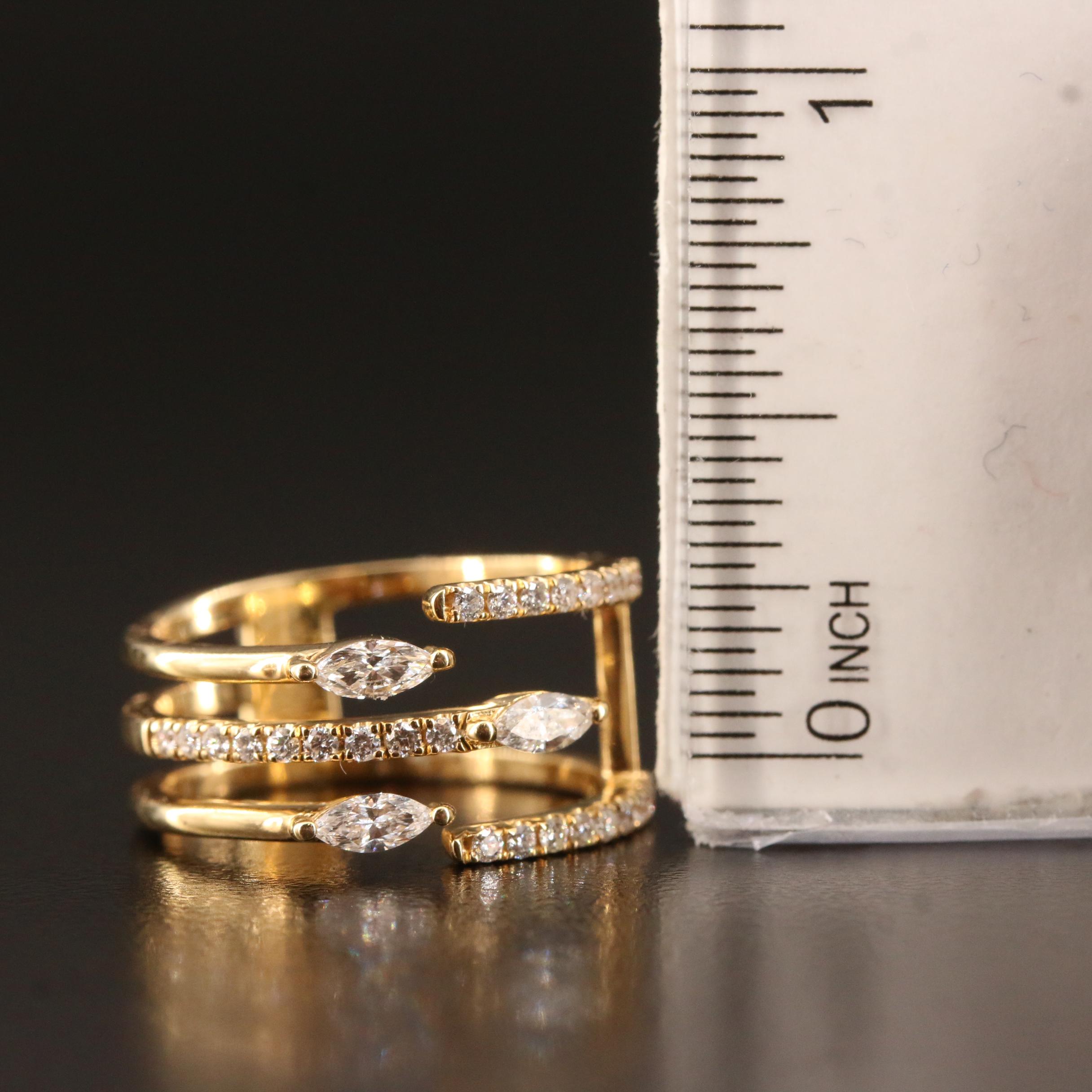 18K Diamond Open Shank Ring