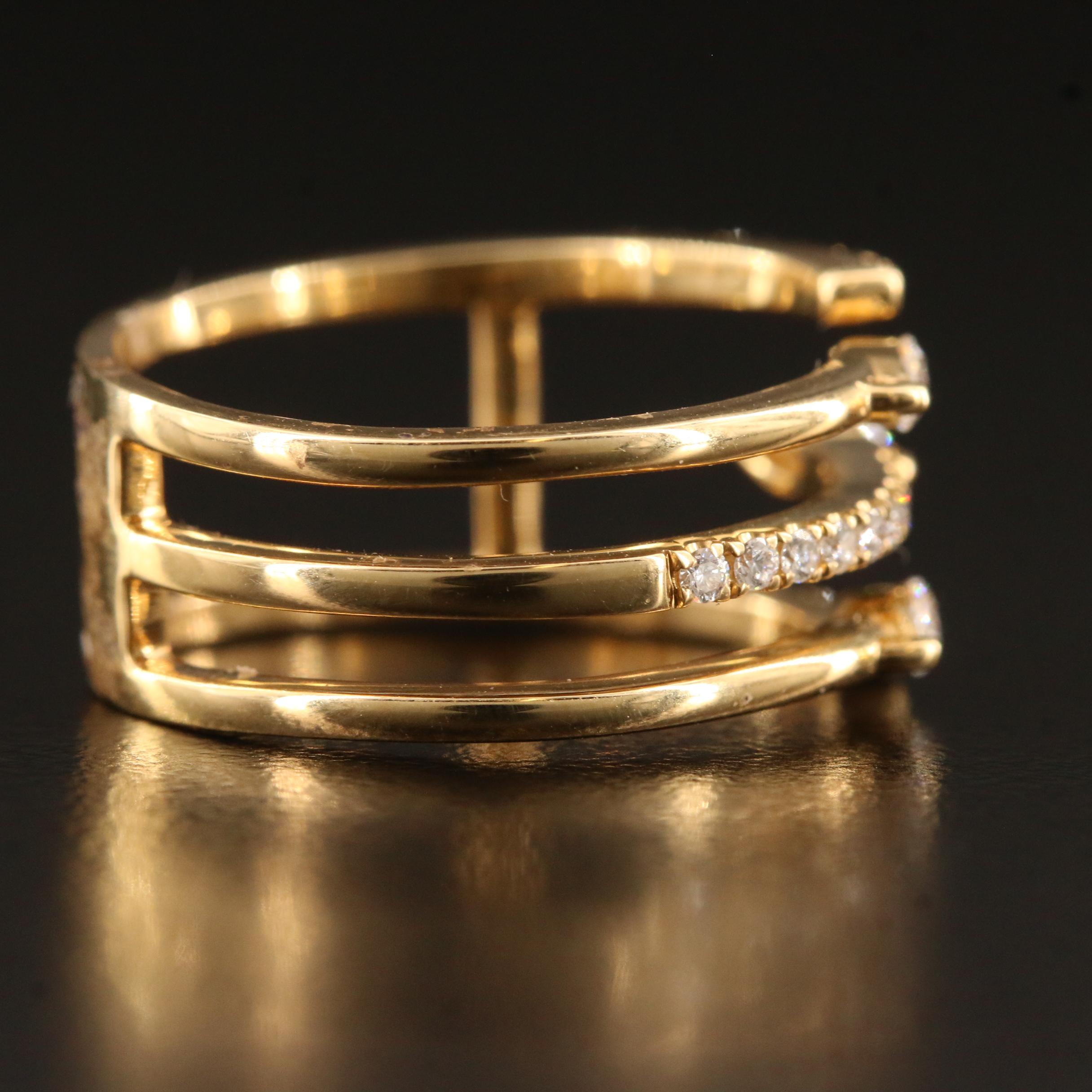 18K Diamond Open Shank Ring