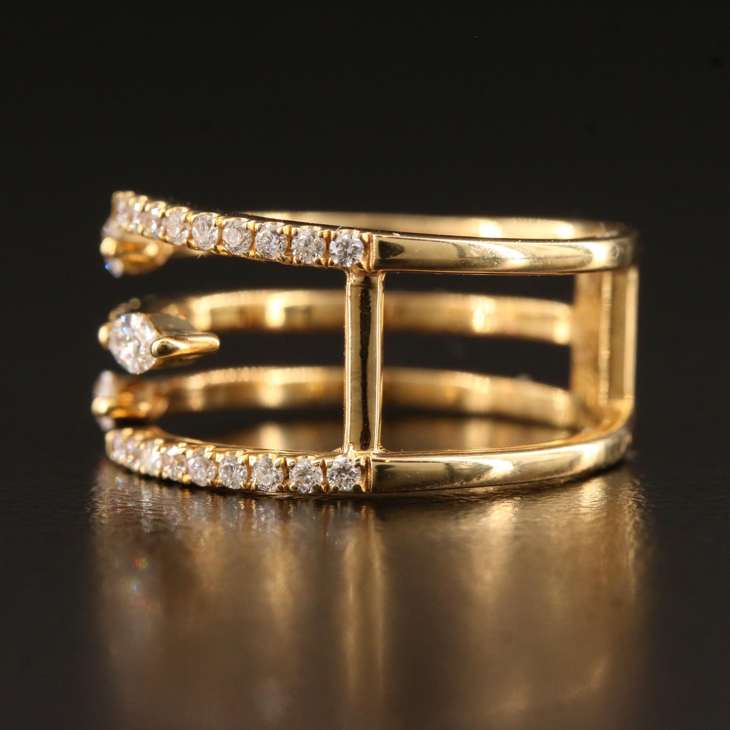 18K Diamond Open Shank Ring