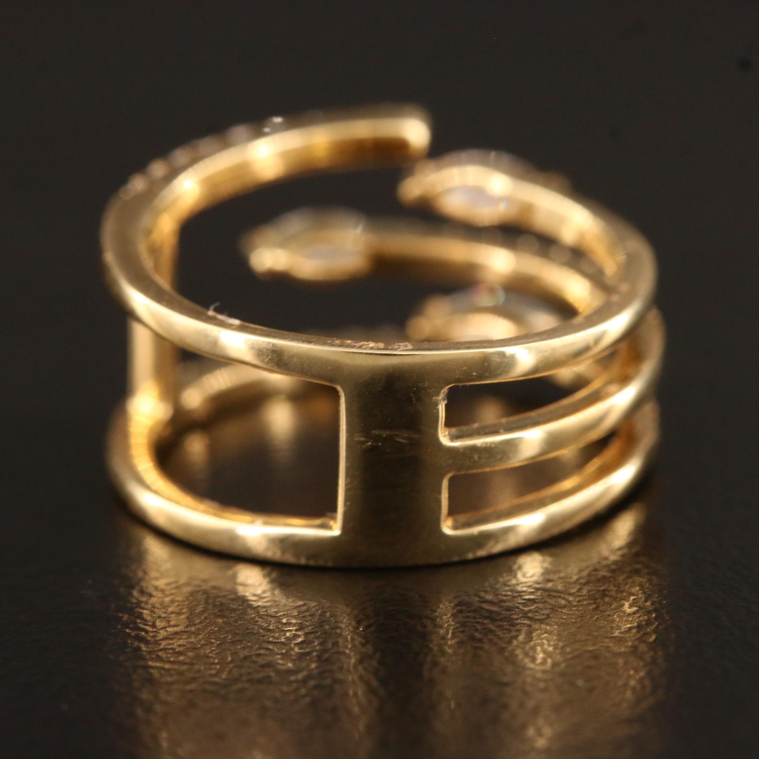 18K Diamond Open Shank Ring