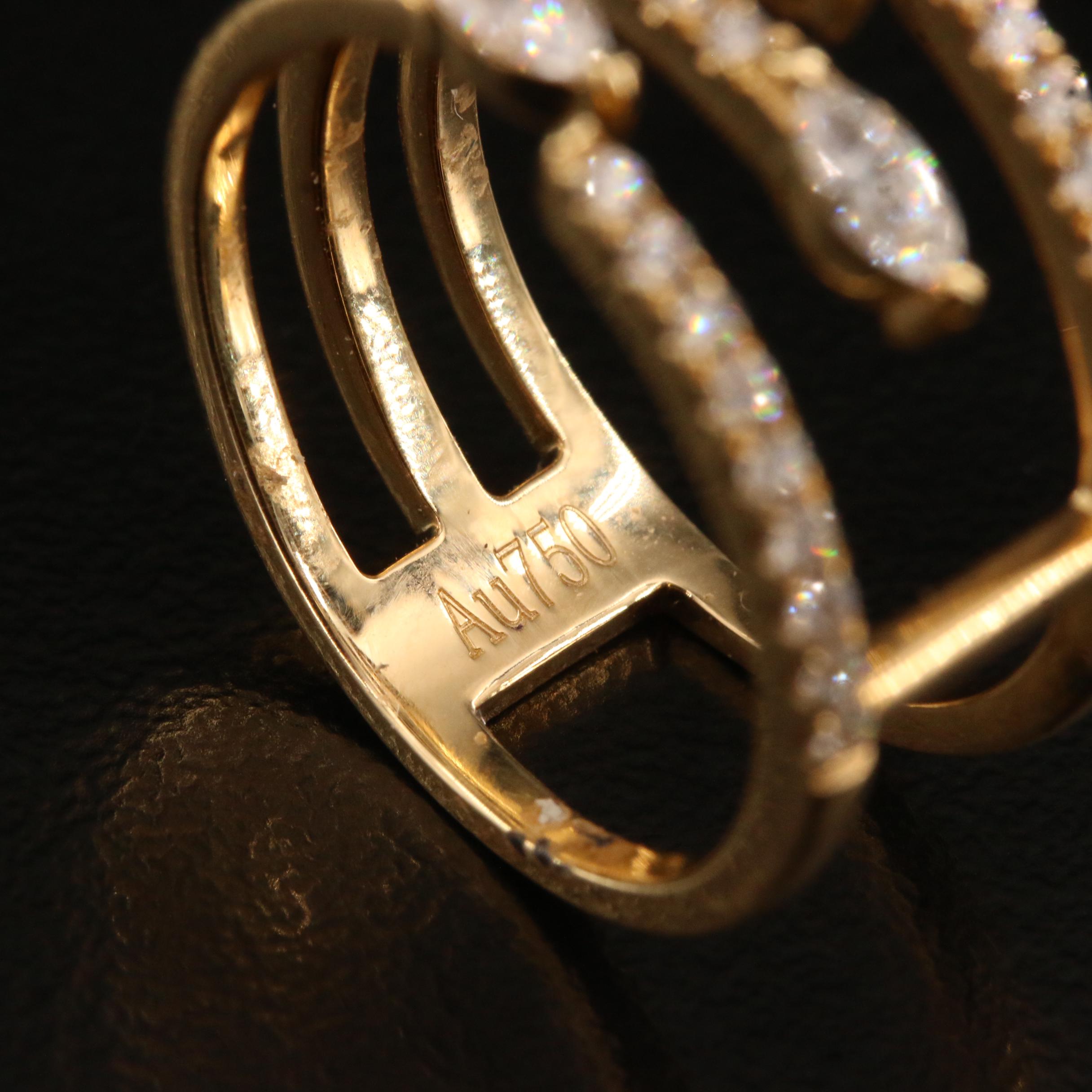 18K Diamond Open Shank Ring