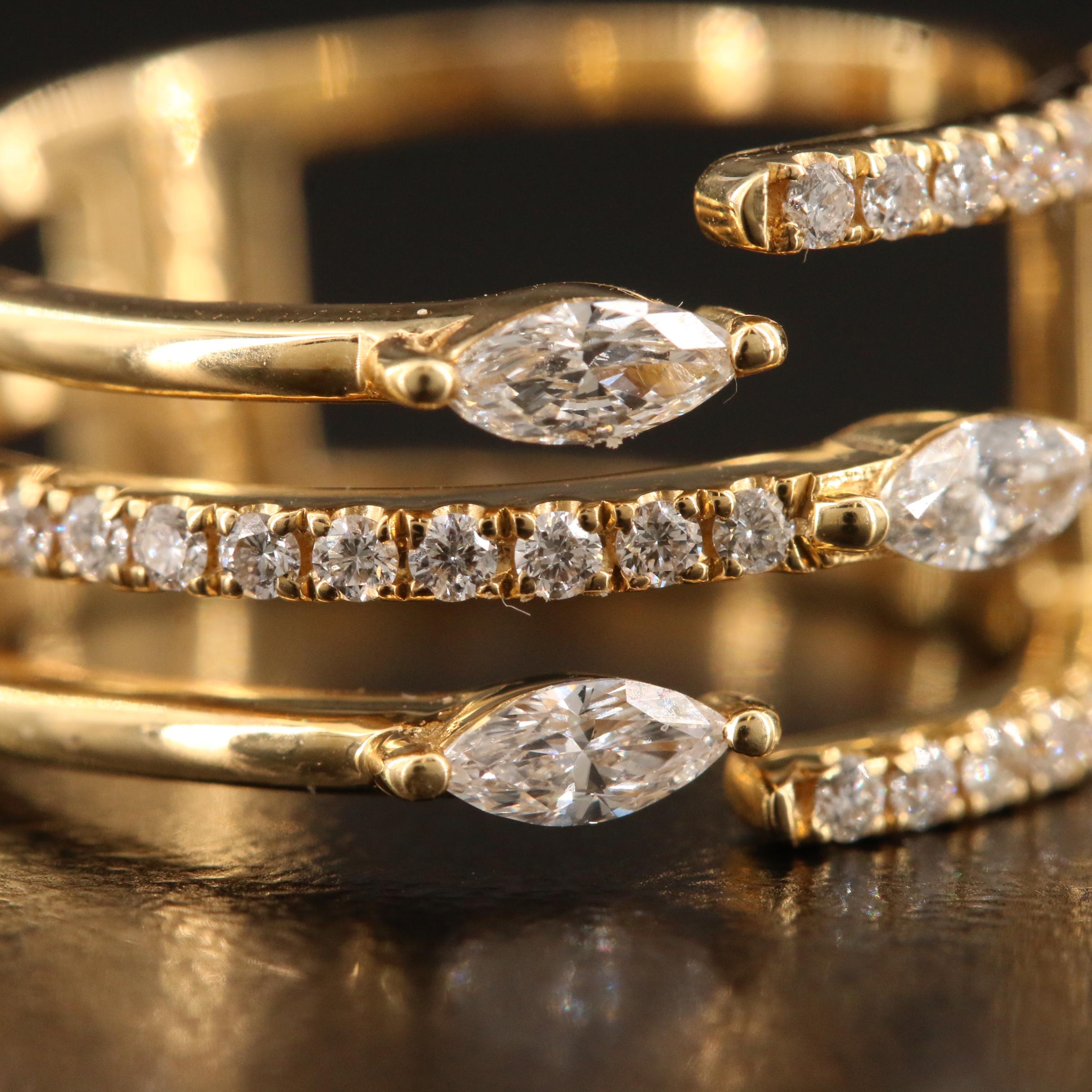 18K Diamond Open Shank Ring