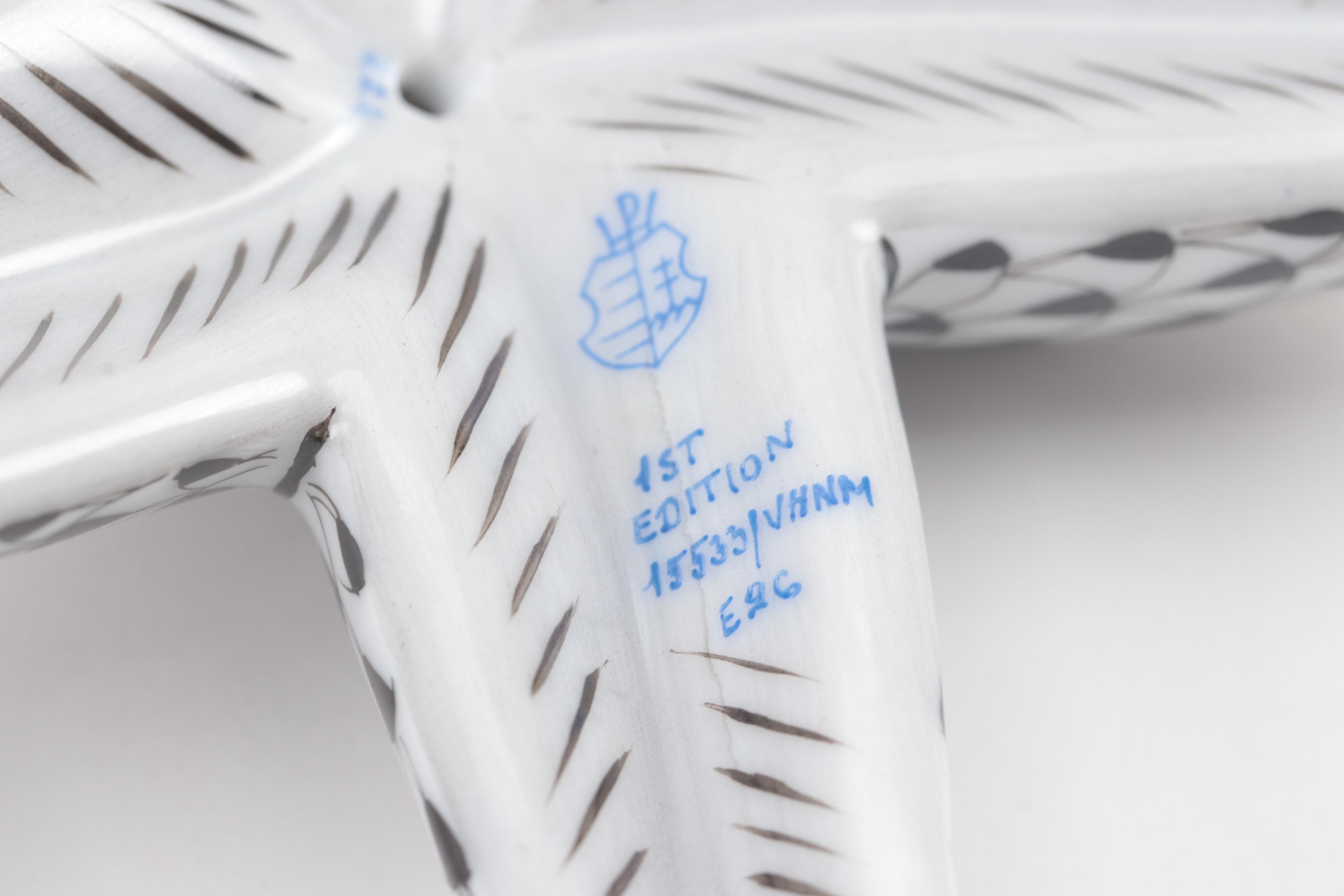 Herend First Edition Black Fishnet "Starfish" Porcelain Figurine, May 1996