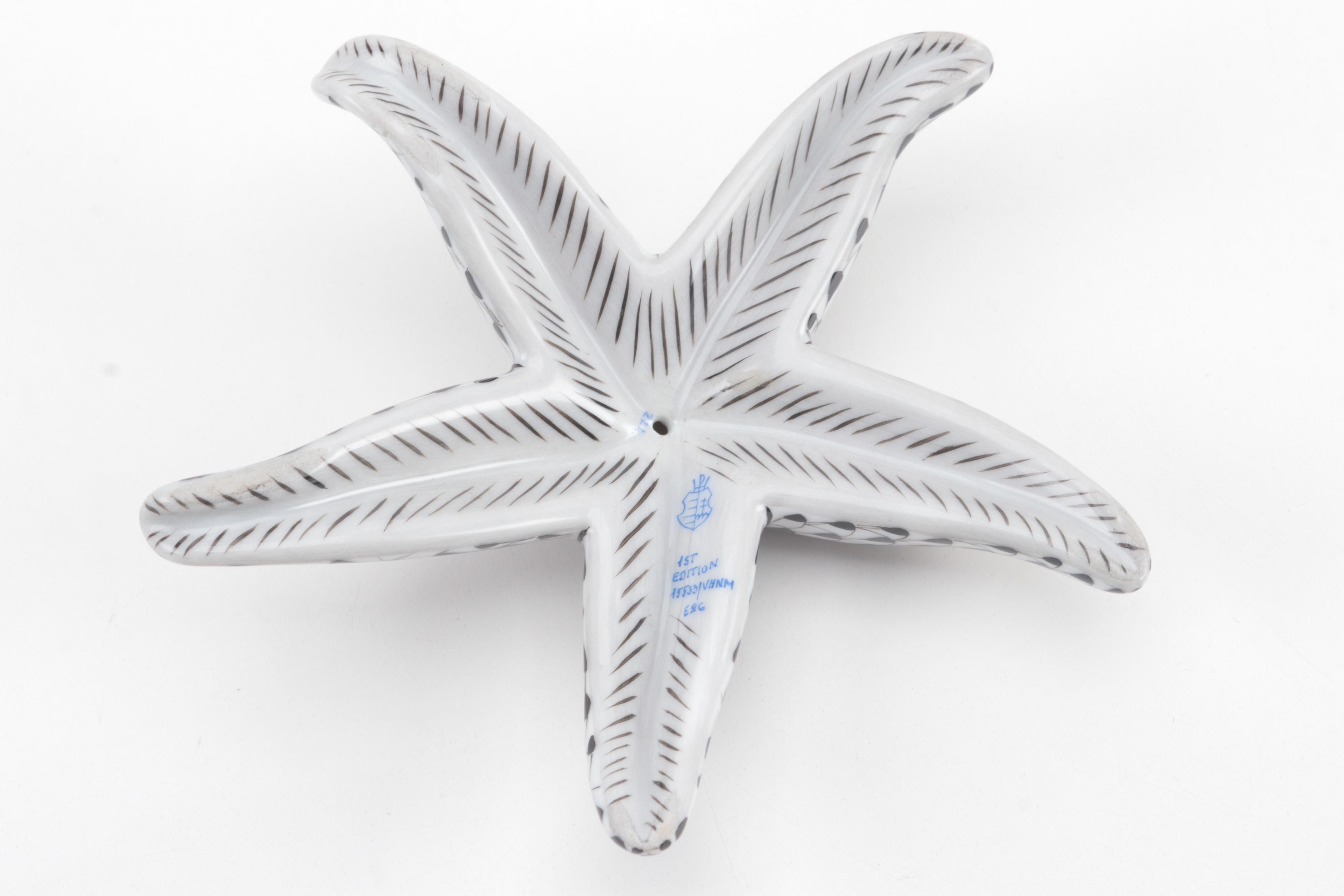 Herend First Edition Black Fishnet "Starfish" Porcelain Figurine, May 1996