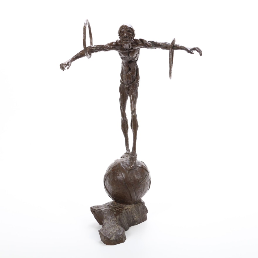 Gilbert "Gib" Singleton Bronze Sculpture of Acrobat