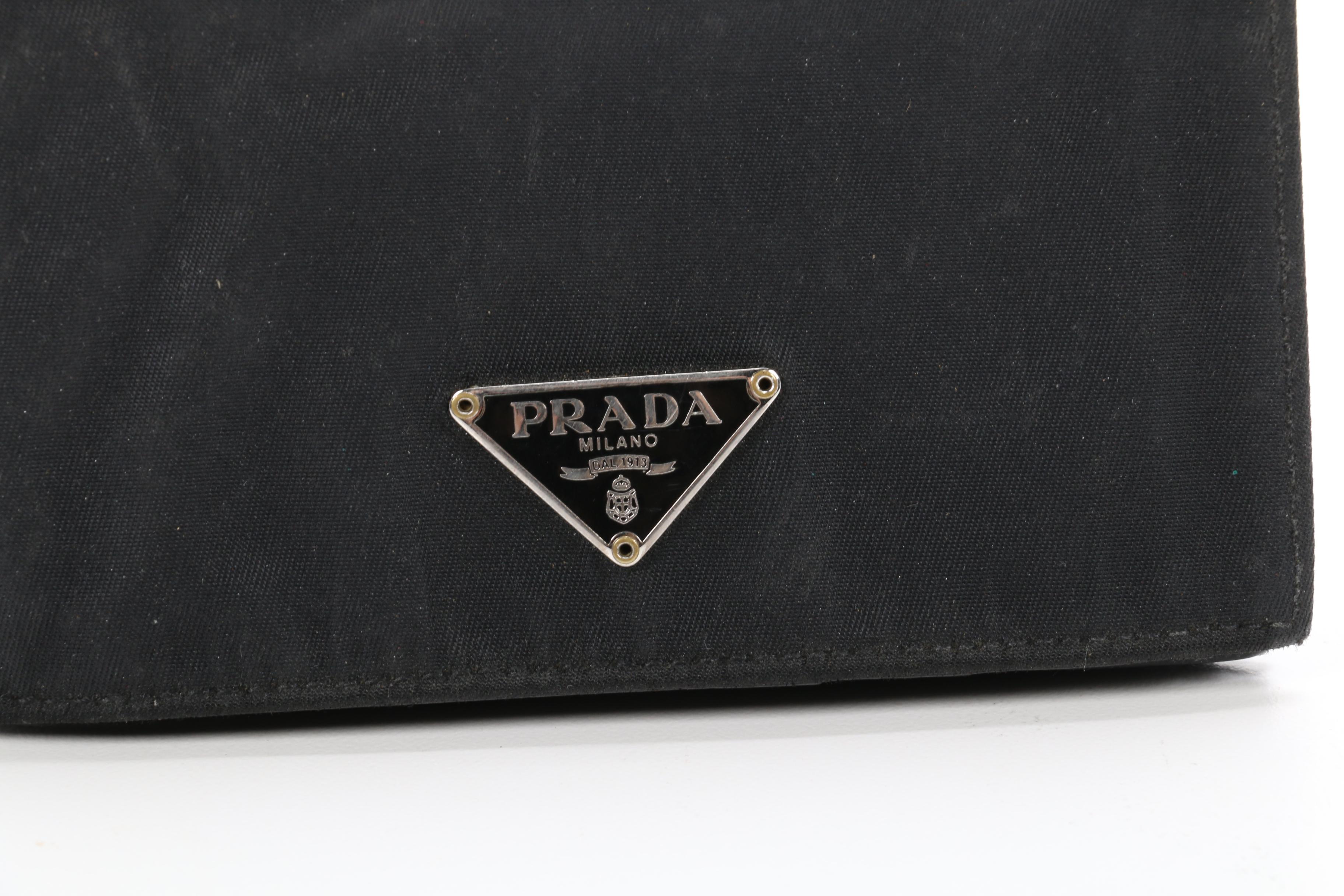 Prada Black Nylon and Saffiano Leather Bifold Wallet